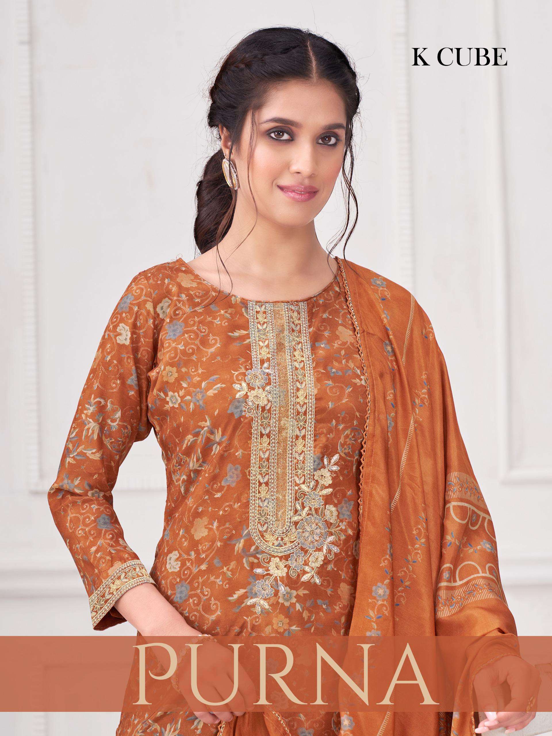 purna by k cube 1049 colors digital printed muslin suit wholesaler surat