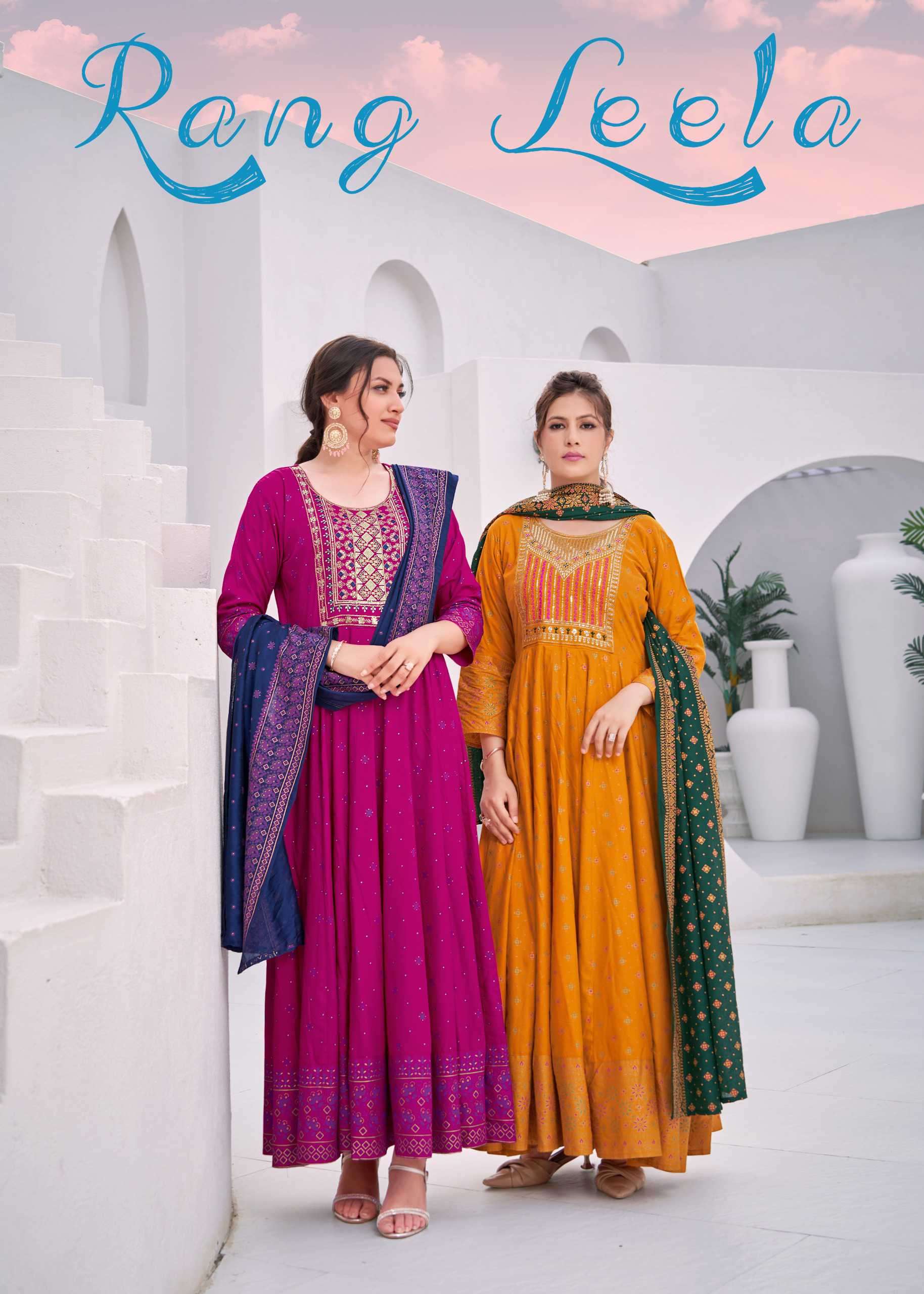 rang leela by banwery heavy embroidered designer rayon readymade collection buy wholesale dealer surat