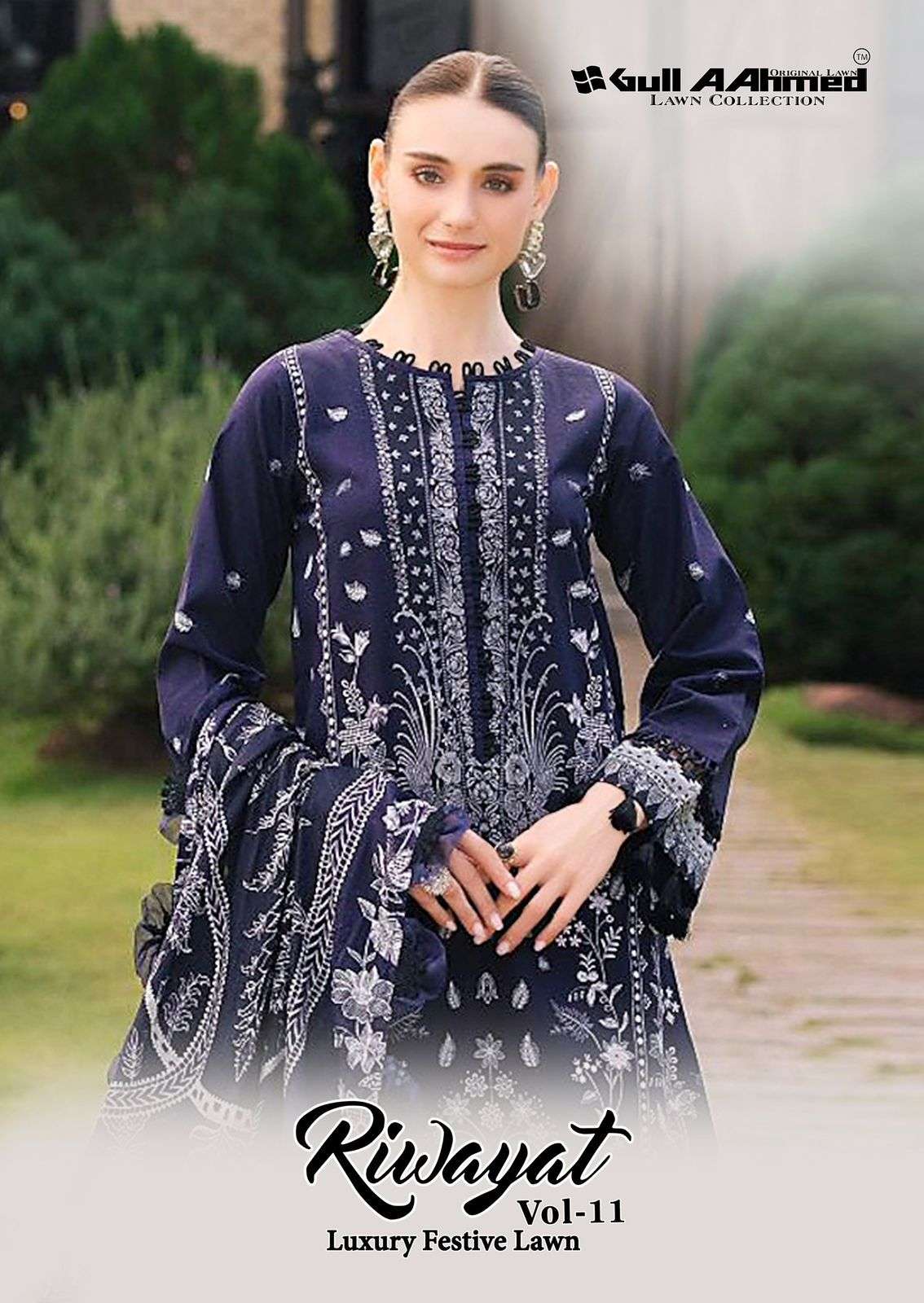 riwayat vol-11 by gull aahmed exclusive designer lawn casual wear pakistani suit wholesaler surat