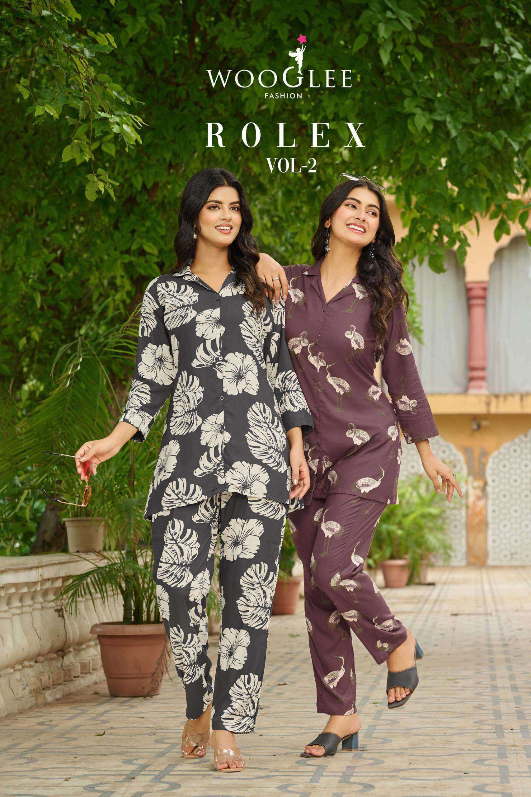 rolex vol-2 by wooglee designer rayon printed readymade kurti supplier surat