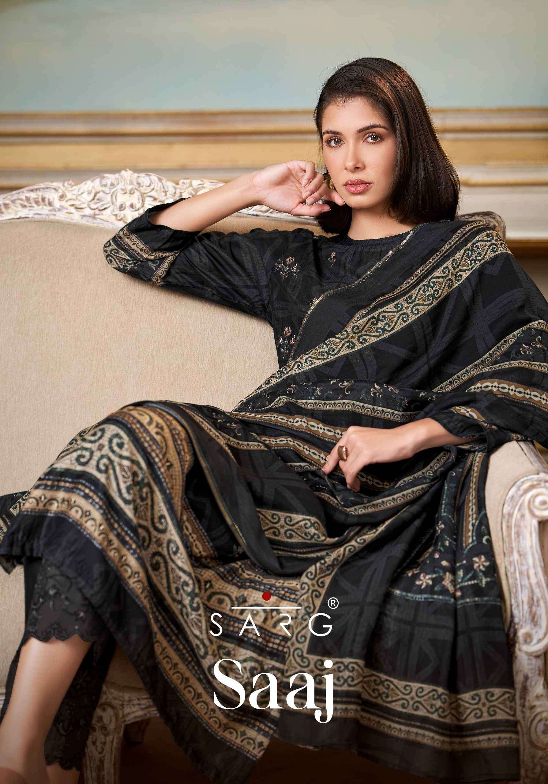 saaj by sarg colors digital printed muslin suit wholesaler surat