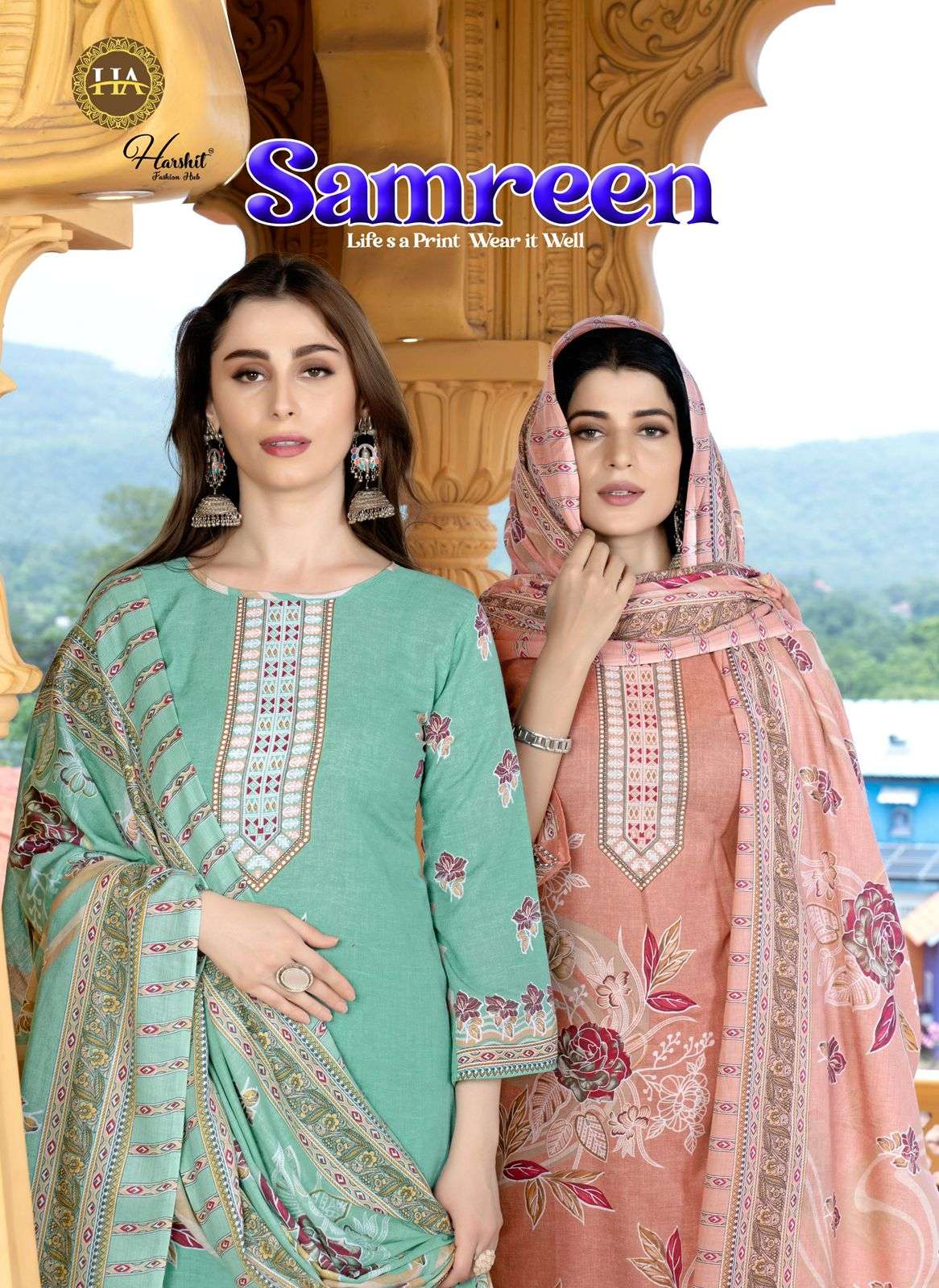 samreen by designer print with swarovski diamond work salwar suit wholesaler surat