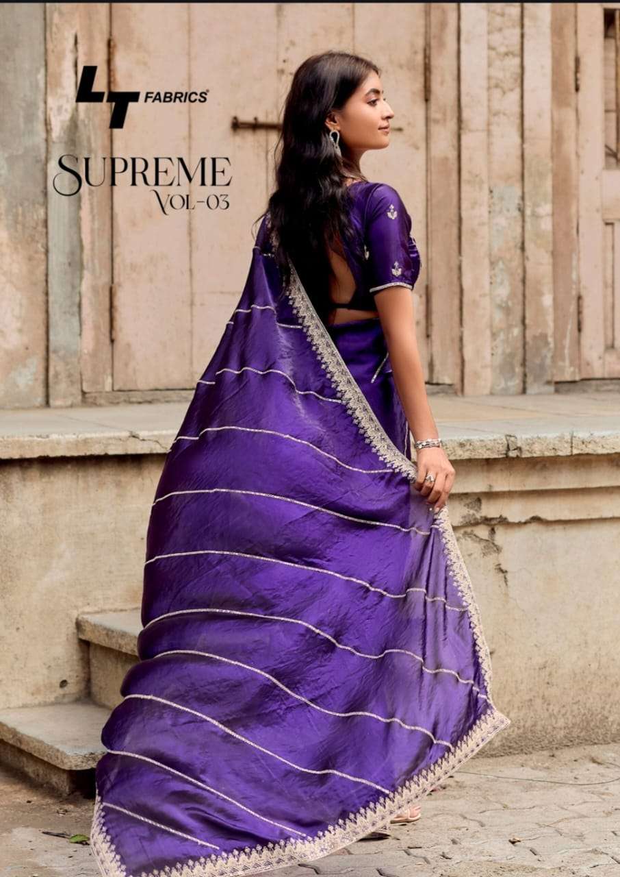 supreme vol-3 by lt fashion 301-306 series heavy work satin saree wholesale price surat