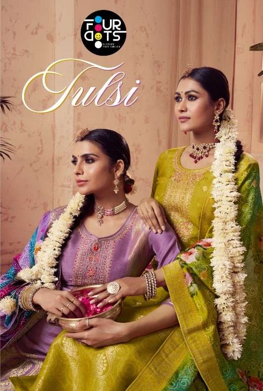 tulsi by fourdots 1791-1794 series exclusive designer muslin jacquard suit wholesaler surat