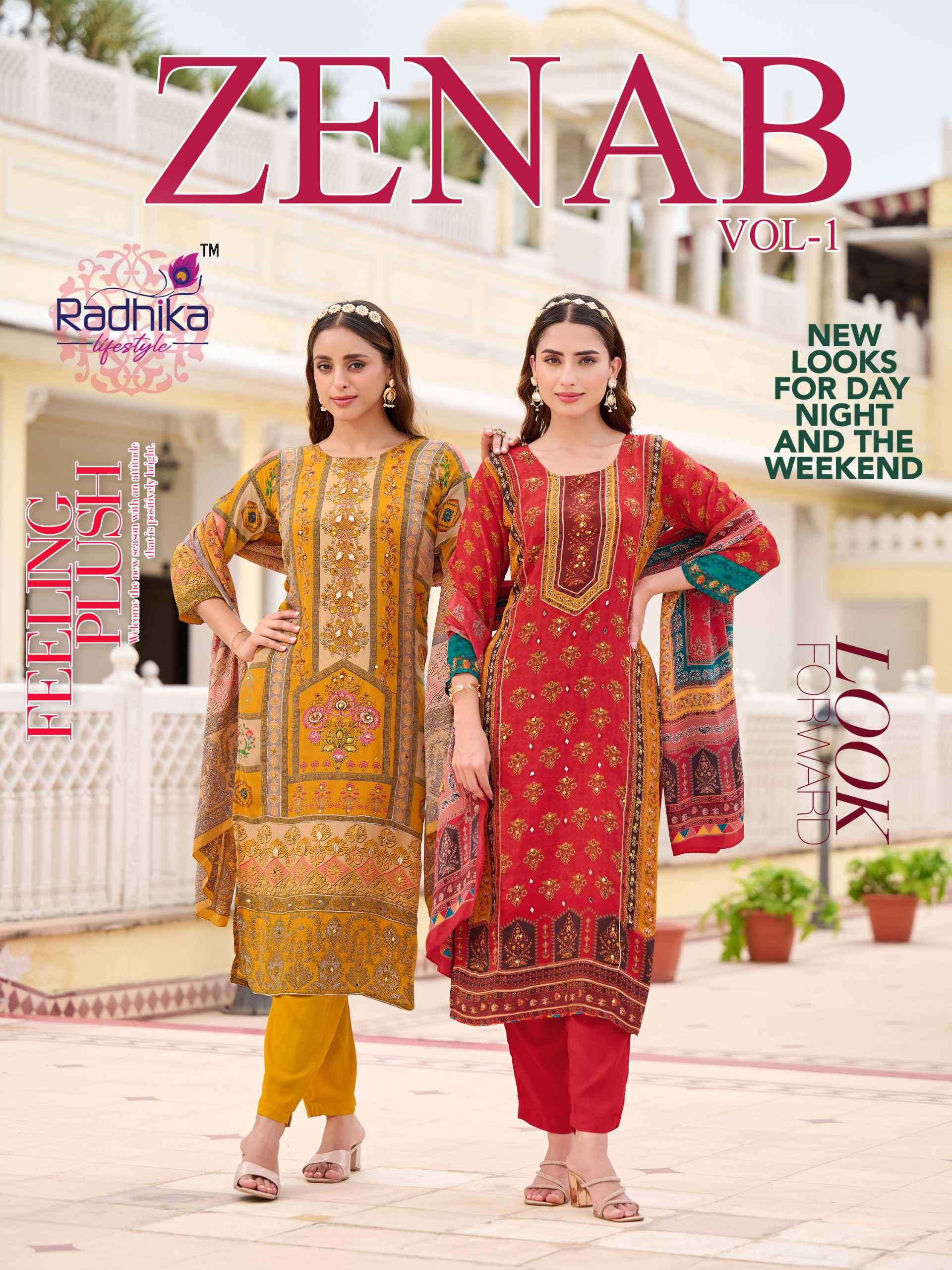 zenab vol-1 by radhika lifestyle colors exclusive designer readymade kurti wholesaler surat