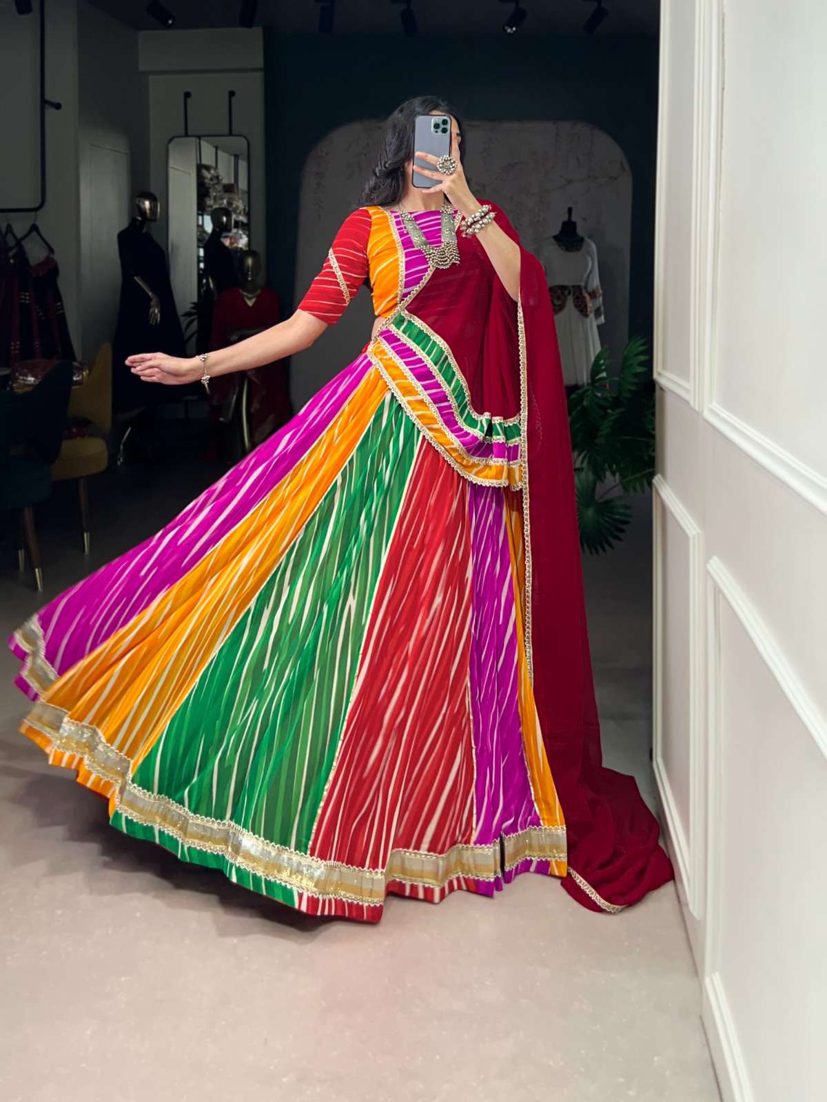 1688 by lnb navaratri special georgette leheriya printed lehengs wholesale price surat