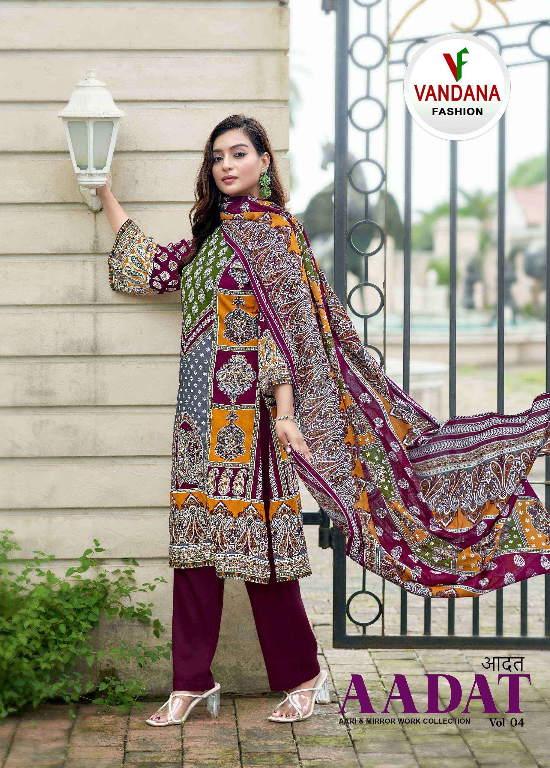 aadat vol-4 by vandana fashion exclusive designer viscose rayon salwar kameez wholesale price surat