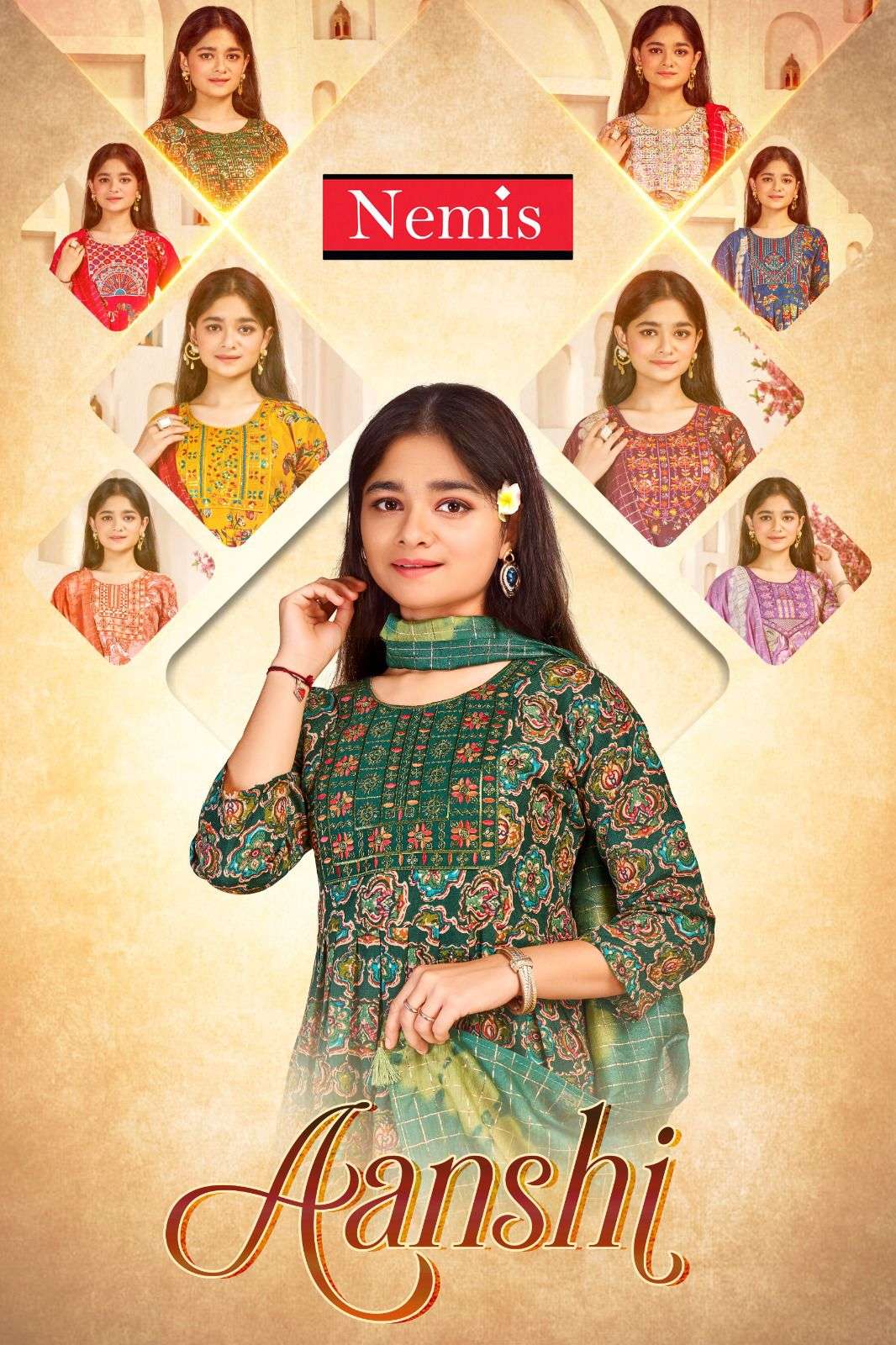 aanshi vol-1 by nemis 1001-1008 series capsule foil printed readymade salwar kameez wholesale price surat