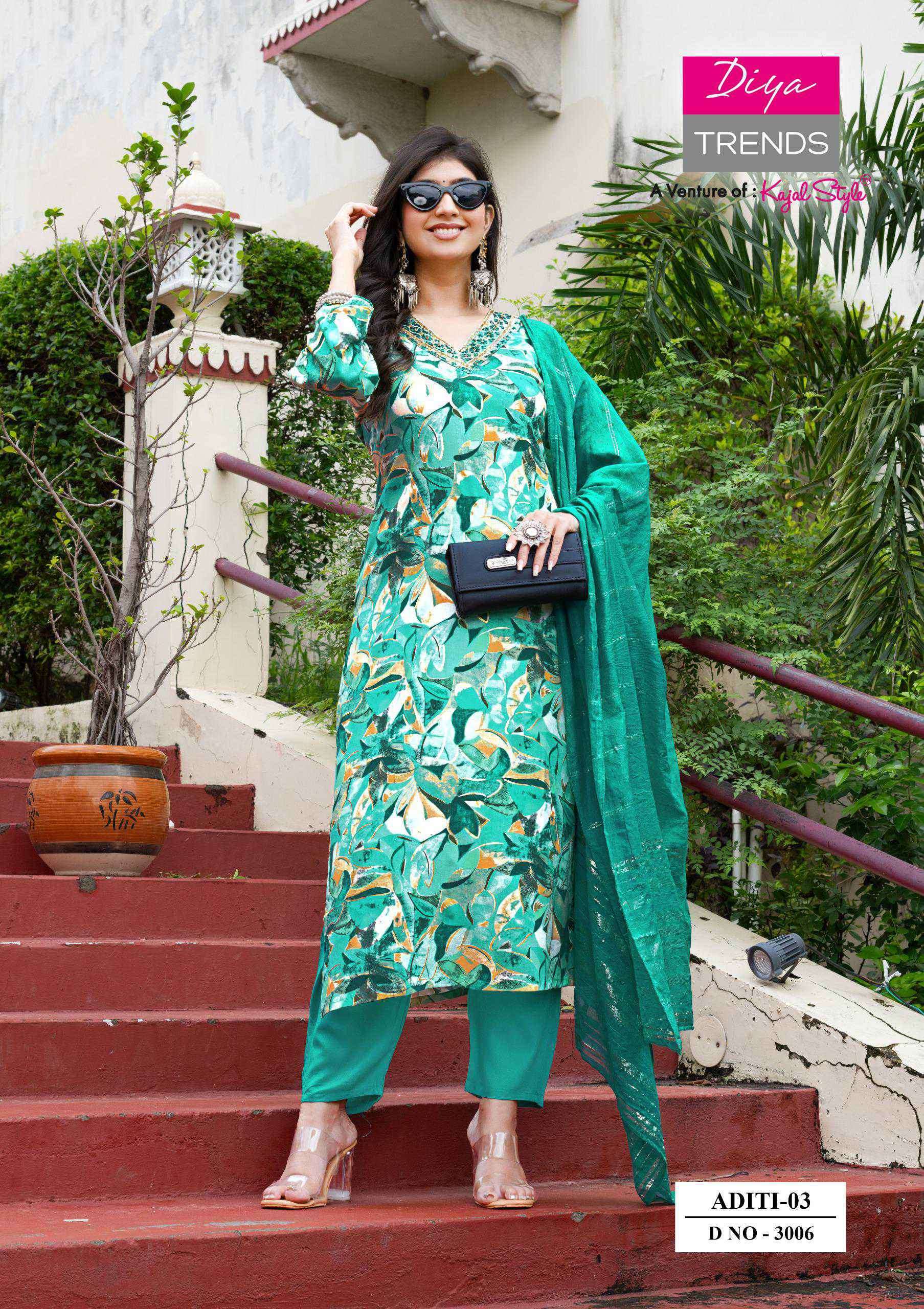 aditi vol-3 by diya trends 3001-3010 series rayon printed designer kurti wholesale price surat