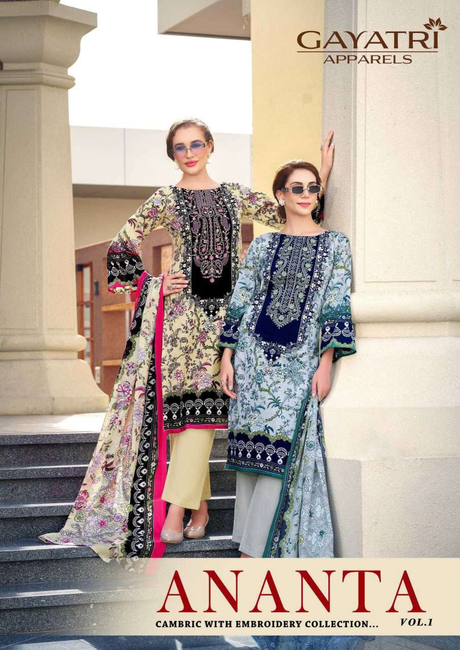 ananta vol-1 by gayatri 1001-1008 series digital printed cotton salwar kameez wholesale price surat