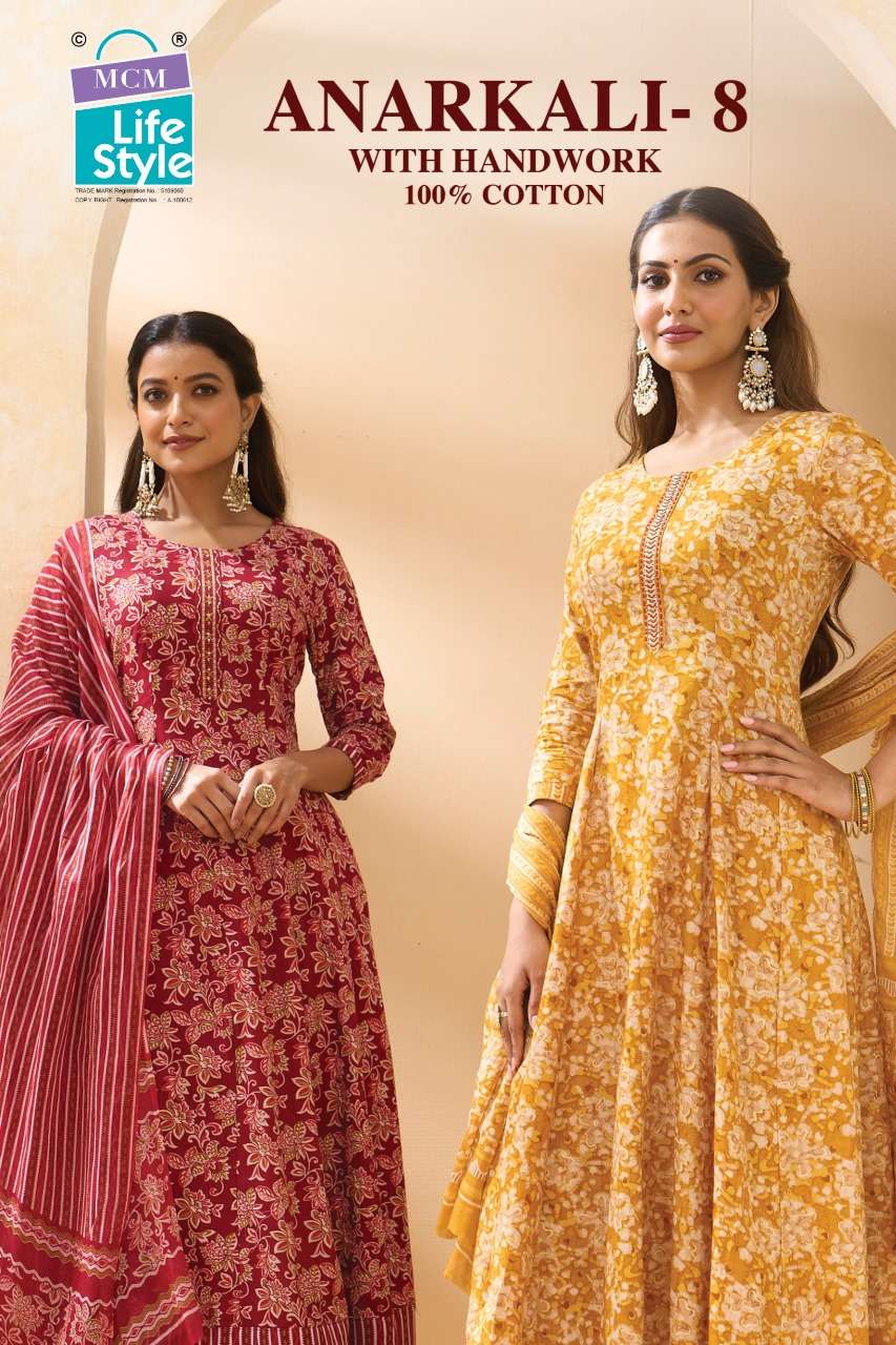 anarjali vol-8 by mcm lifestyle colors anarkali style cotton readymade salwar kameez wholesale price surat