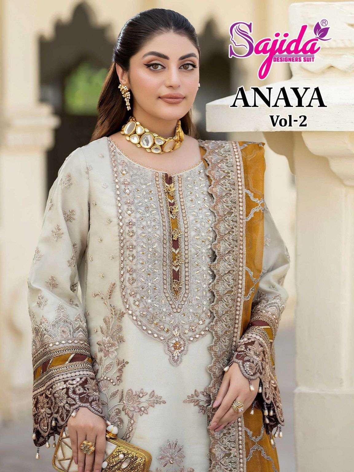 anaya vol-2 by sajida 1051-1053 series heavy embroidered georgette salwar kameez wholesale price surat