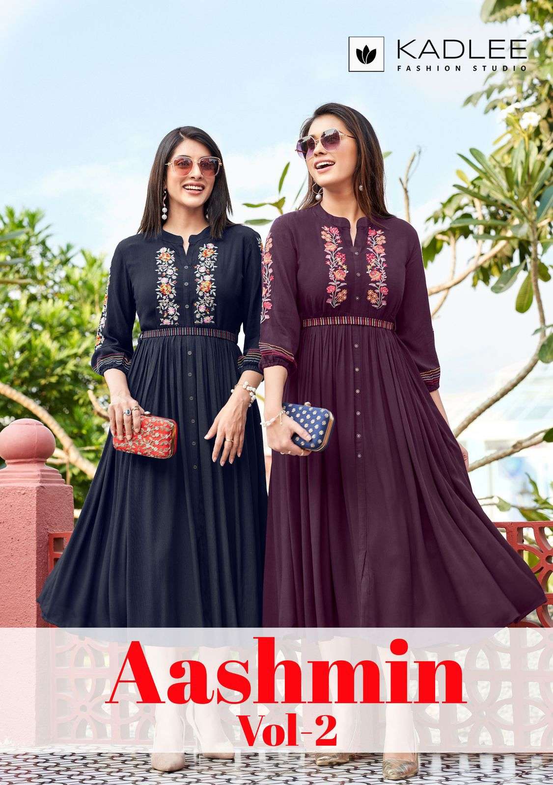 ashmin vol-2 by kadlee 1007-1012 series fancy handwork rayon readymade kurti wholesale price surat