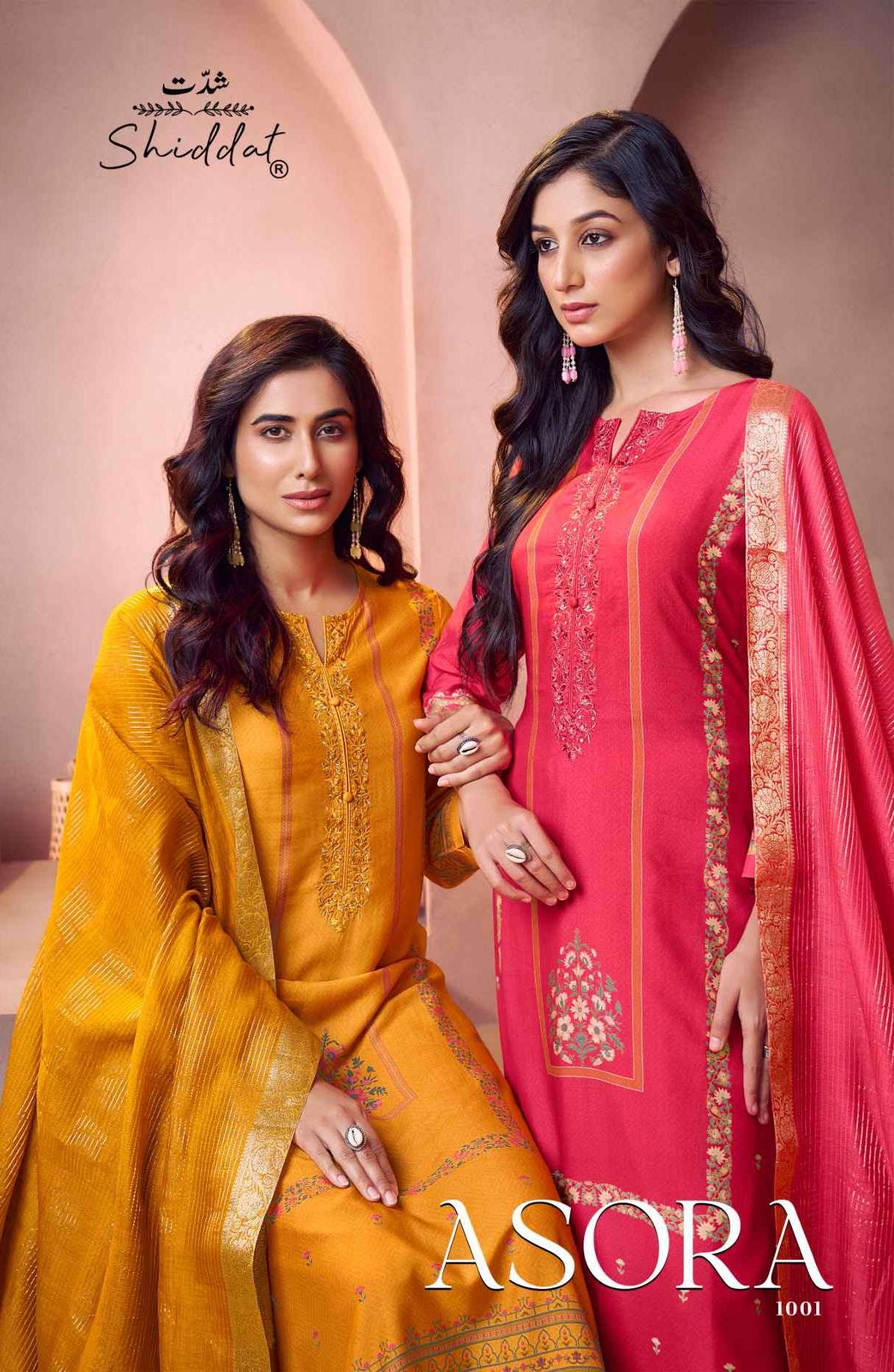 asora by shiddat 1001 colors fancy digital printed muslin salwar suit wholesale price surat