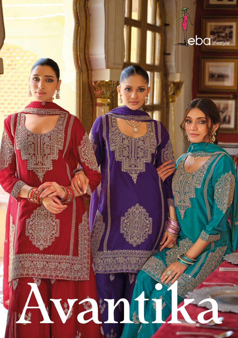 avantika by eba lifestyle 1955-1958 series fancy embroidered chinon readymade salwar kameez wholesale price surat