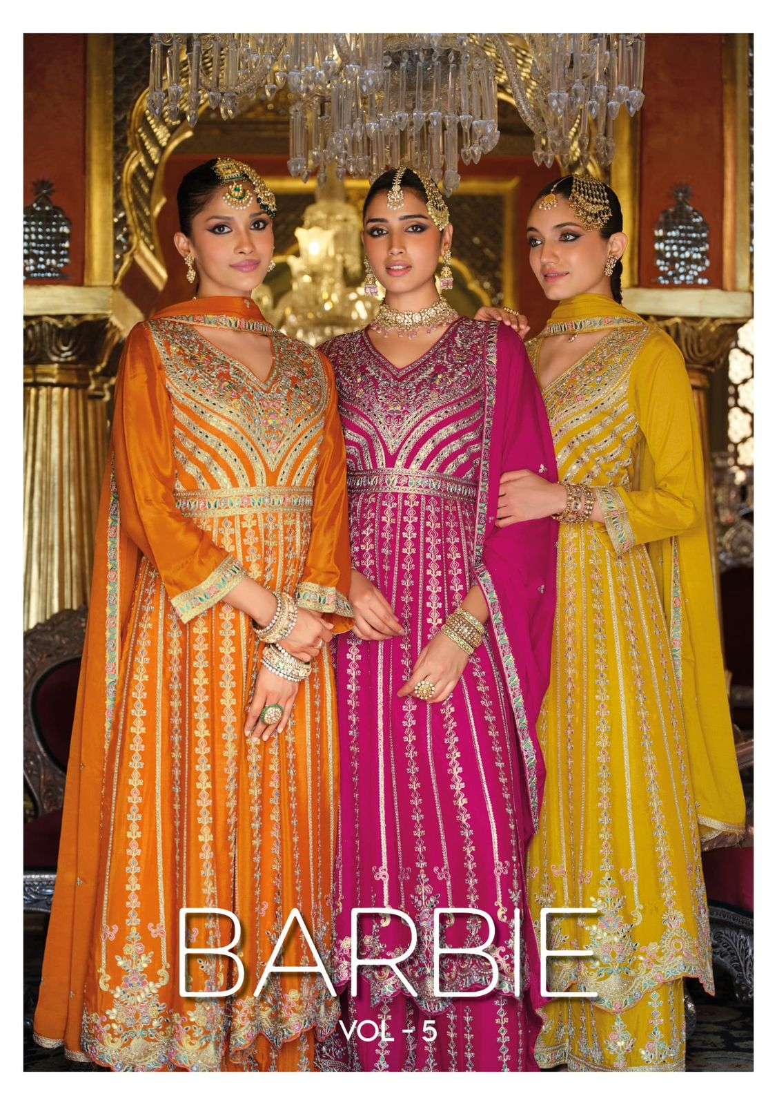 barbie vol-5 by eba lifestyle 1926-1929 series chinon with embroidered suit wholesale price surat