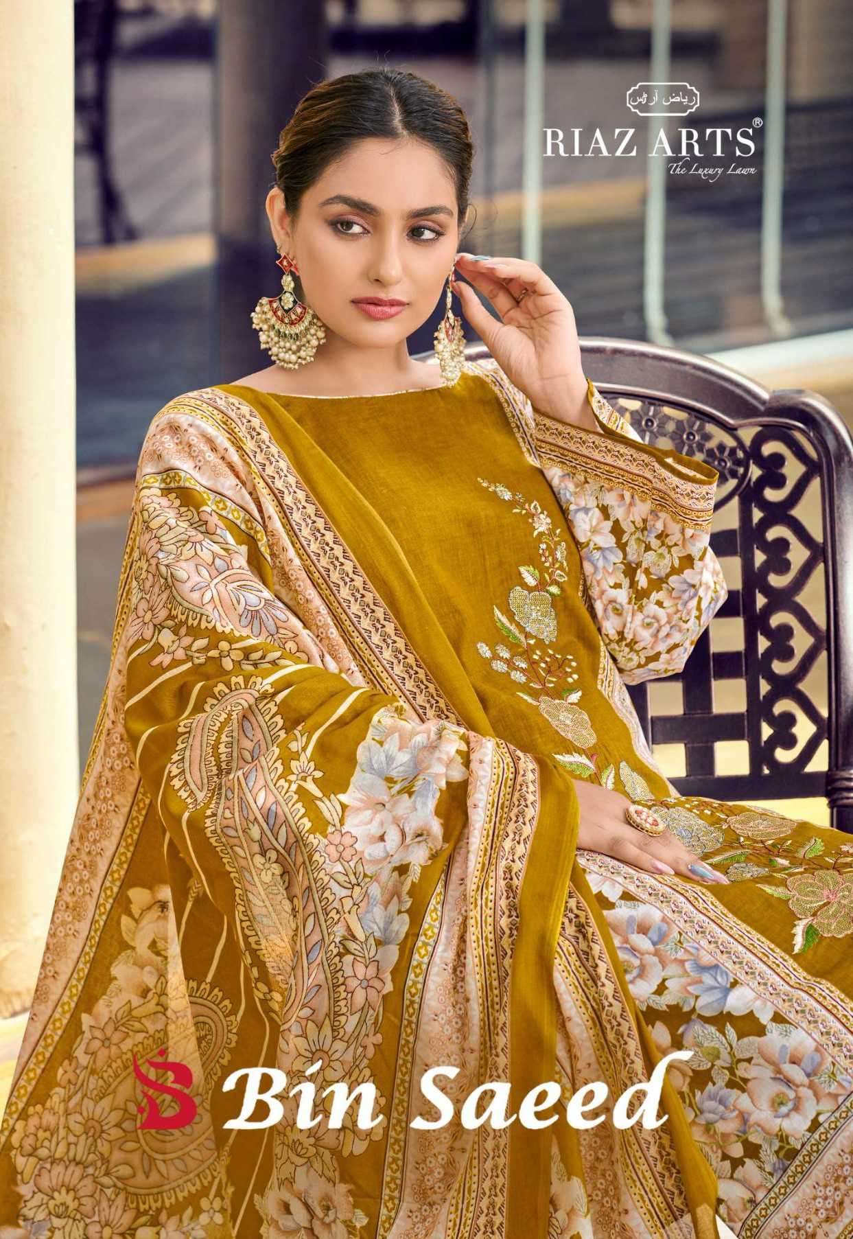 bin saeed by riaz arts pure cotton fancy embroidered designer salwar kameez wholsale price surat