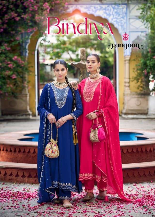 bindiya by rangoon 10071-10074 series chinon silk anrakali style suit wholesale price surat
