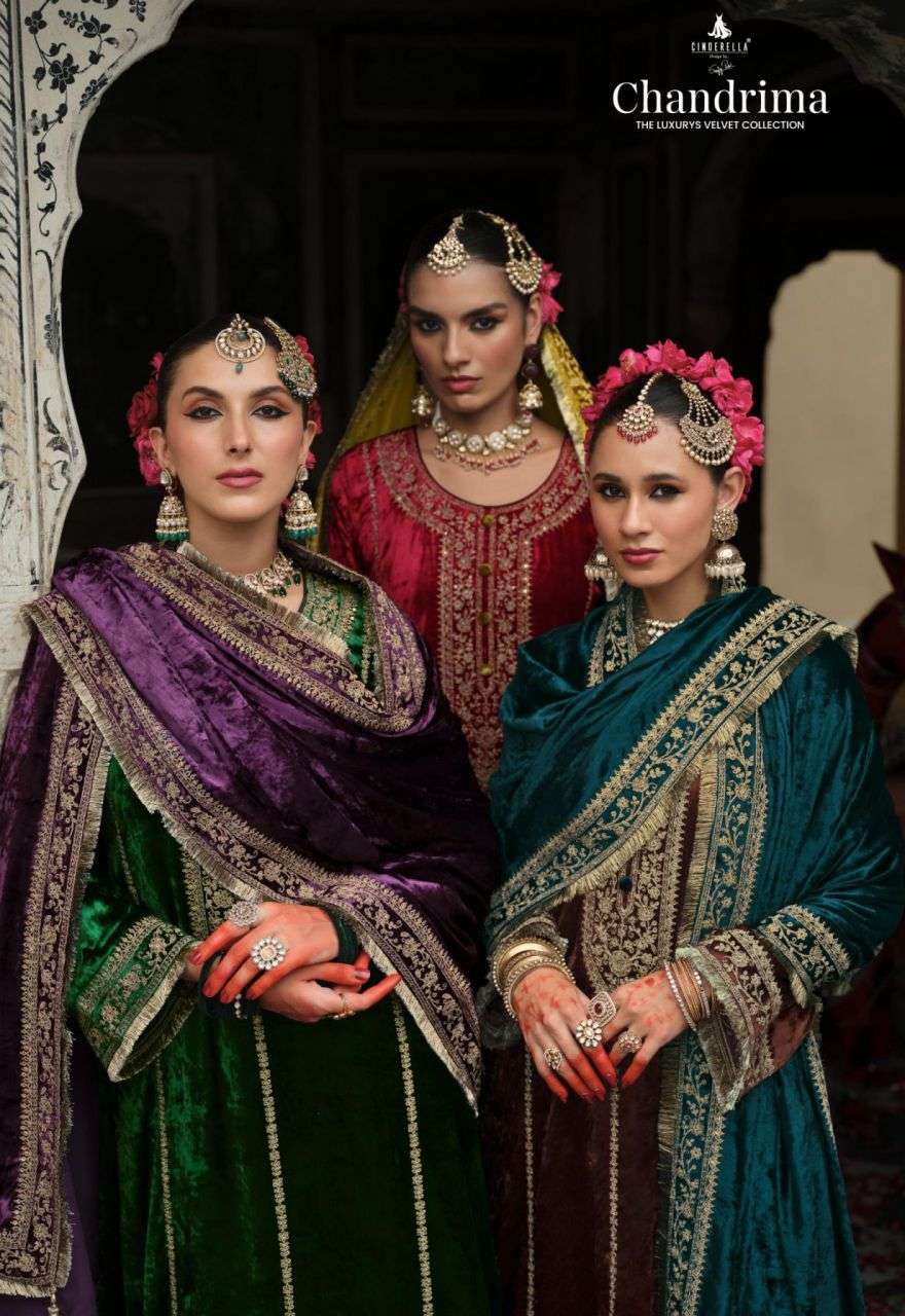 cinderella chandrima 18721-18726 series viscose velvet designer salwar kameez wholesale price surat