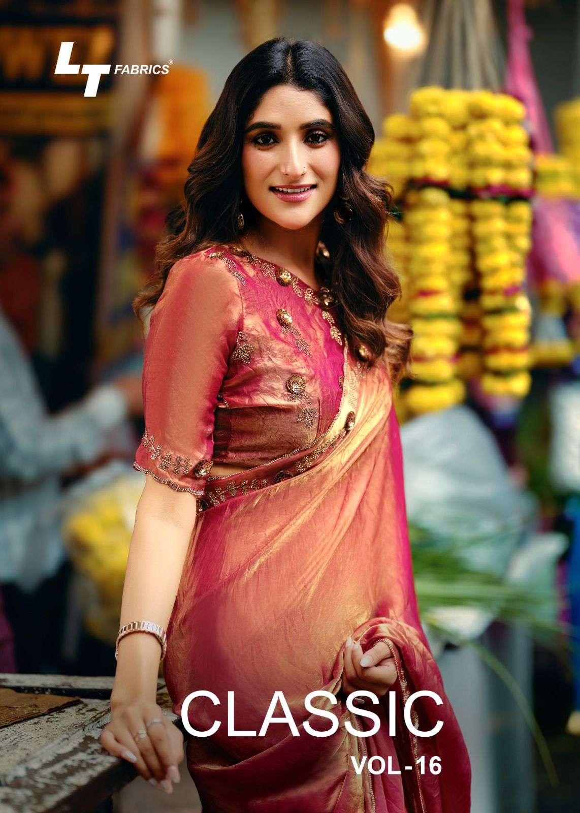 classic vol-16 by lt fashion 1601-1606 series embroidered malai silk designer saree wholesale price surat