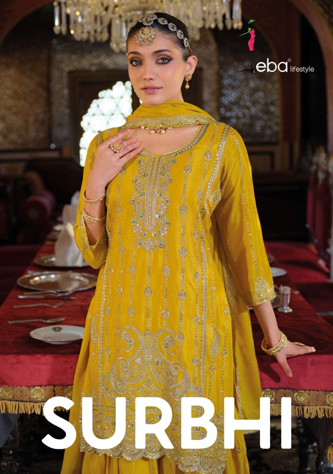 eba lifestyle surbhi 1935-1937 series chinon embroidered readymade plazo suit wholesale price surat