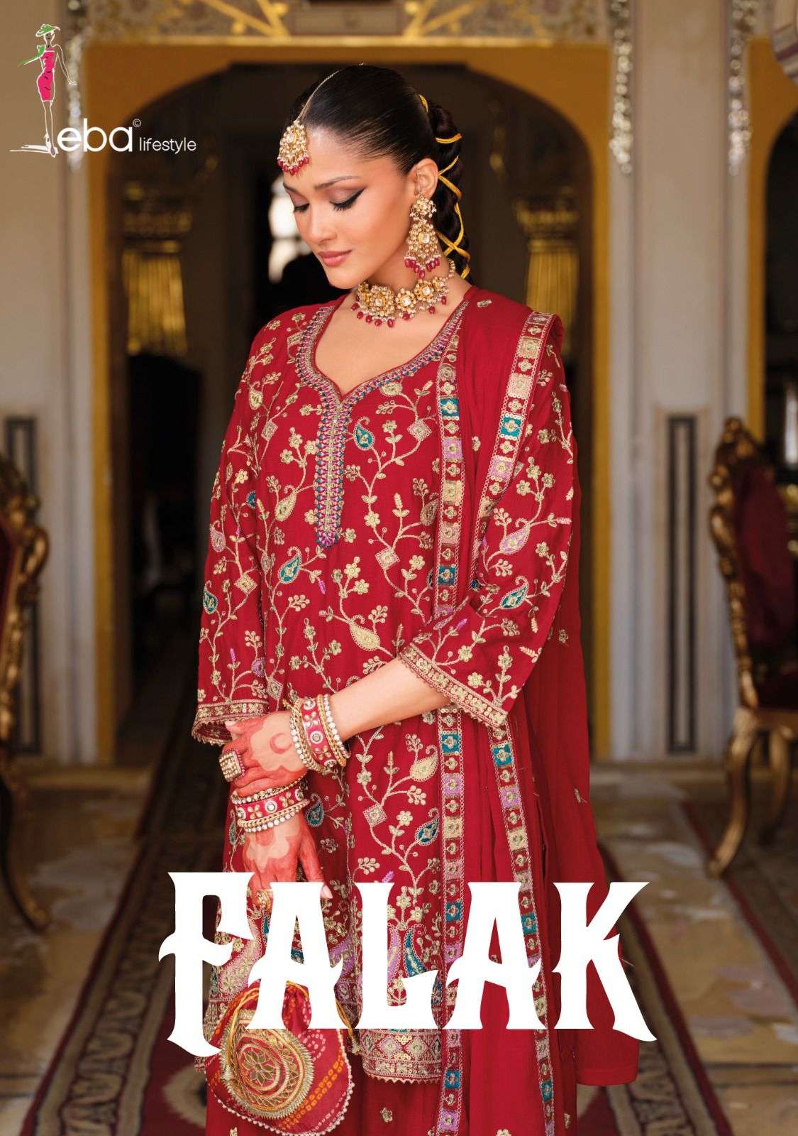 falak by eba lifestyle fancy embroidered chinon readymade plazo suit wholesale price surat
