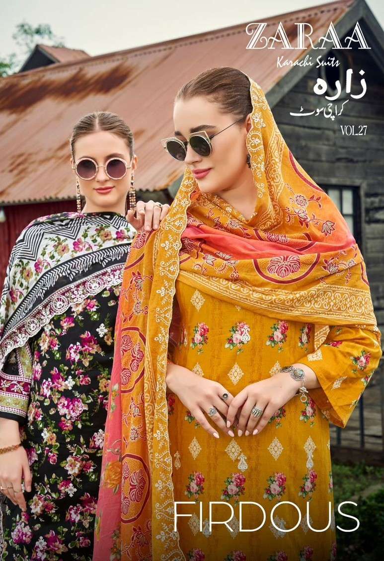 firdous vol-27 by zaraa 2701-2708 series fancy digital printed cotton salwar kameez wholesale price surat