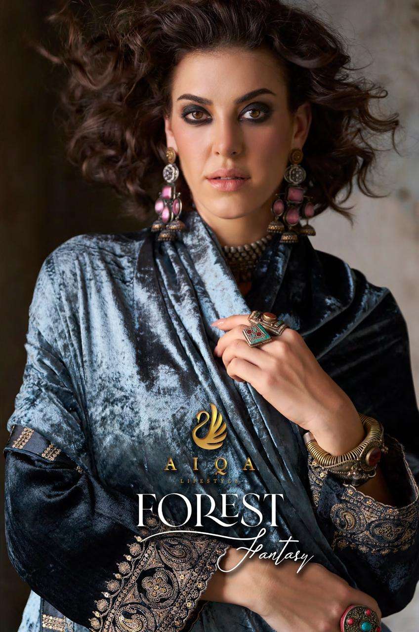  forest fantasy by aiqa 1601-1606 series viscose velvet designer salwar kameez wholesale price surat