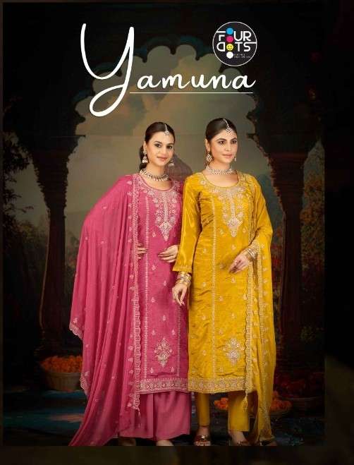 four dost yamuna 7011-7014 series orgazna designer salwar kameez wholesale price surat