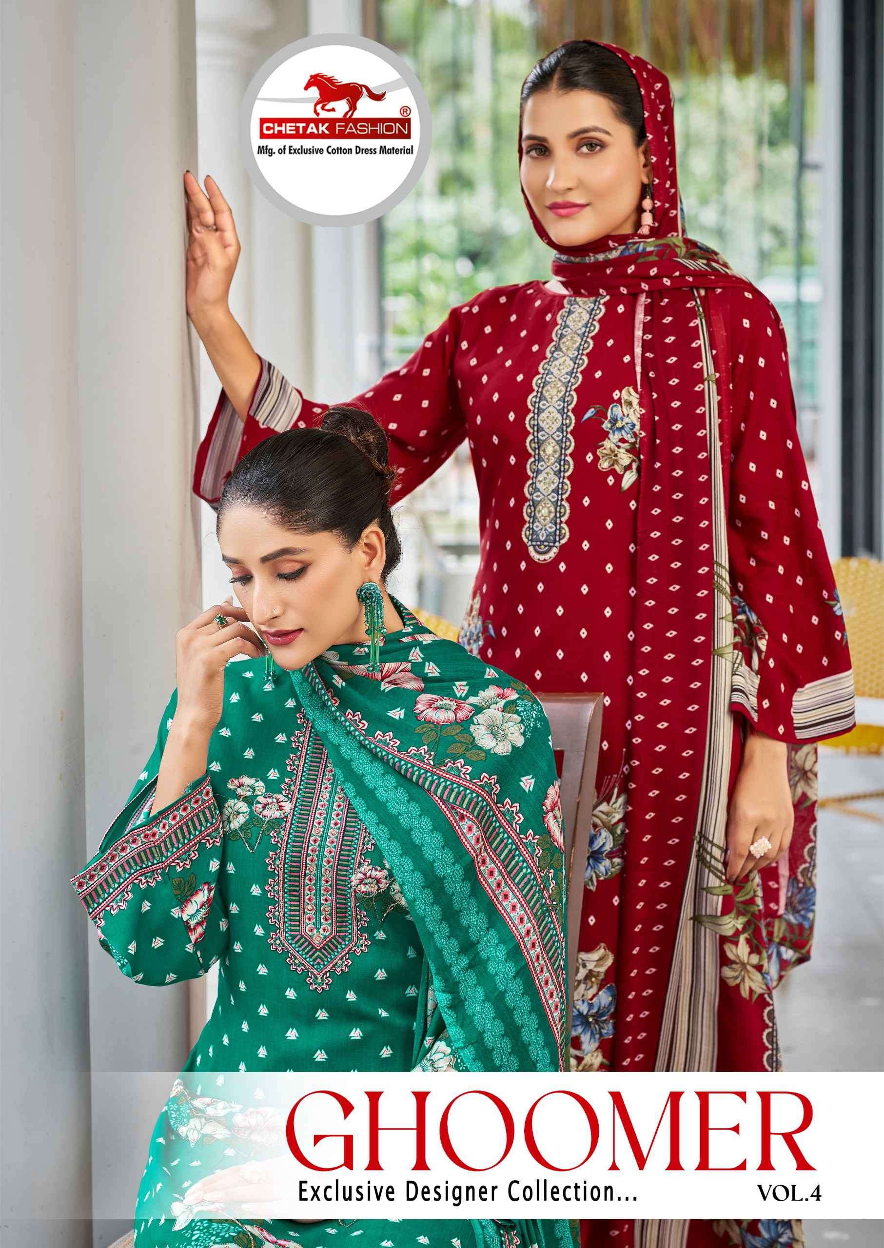 ghoomar vol-4  by chetak 4001-4008 series digital printed rayon cotton suit wholesale price surat