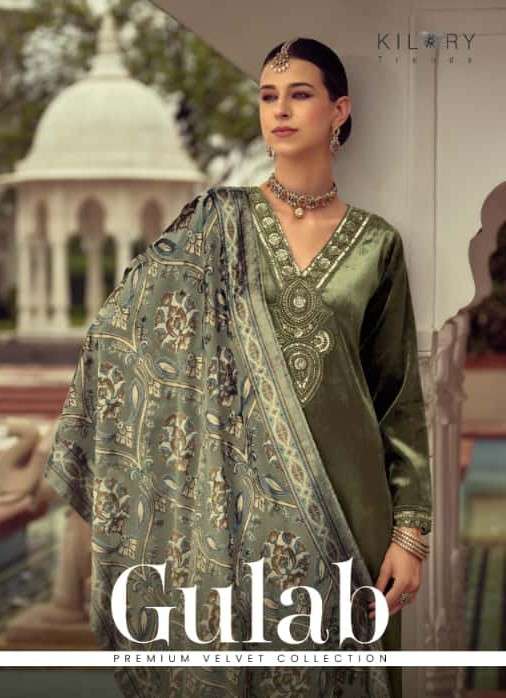gulab by kilory trends fancy beads work velvet salwar kameez wholesale price surat