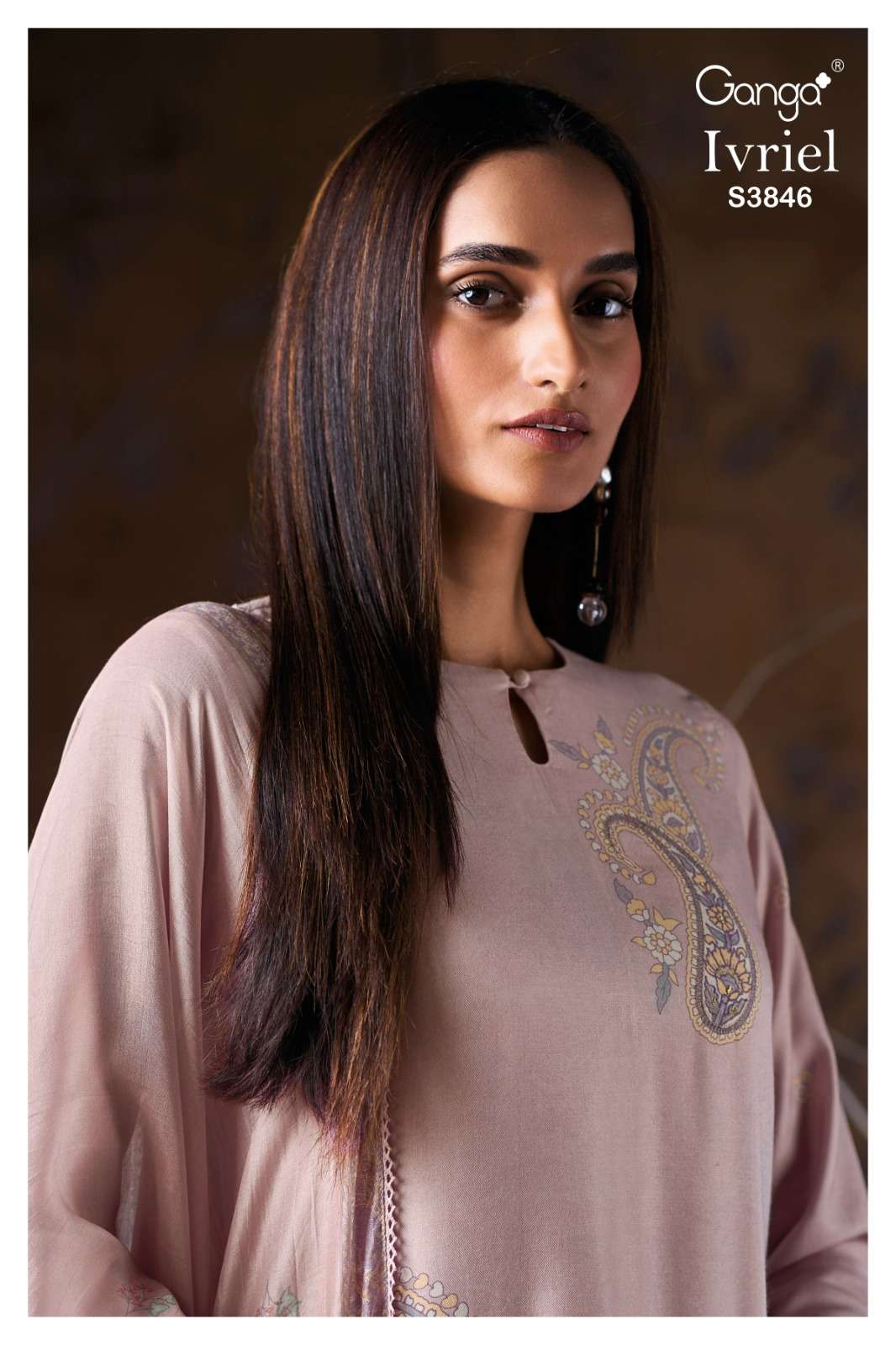  ivriel 3846 by ganga wool pashmin hand embroidered salwar kameez wholesale price surat