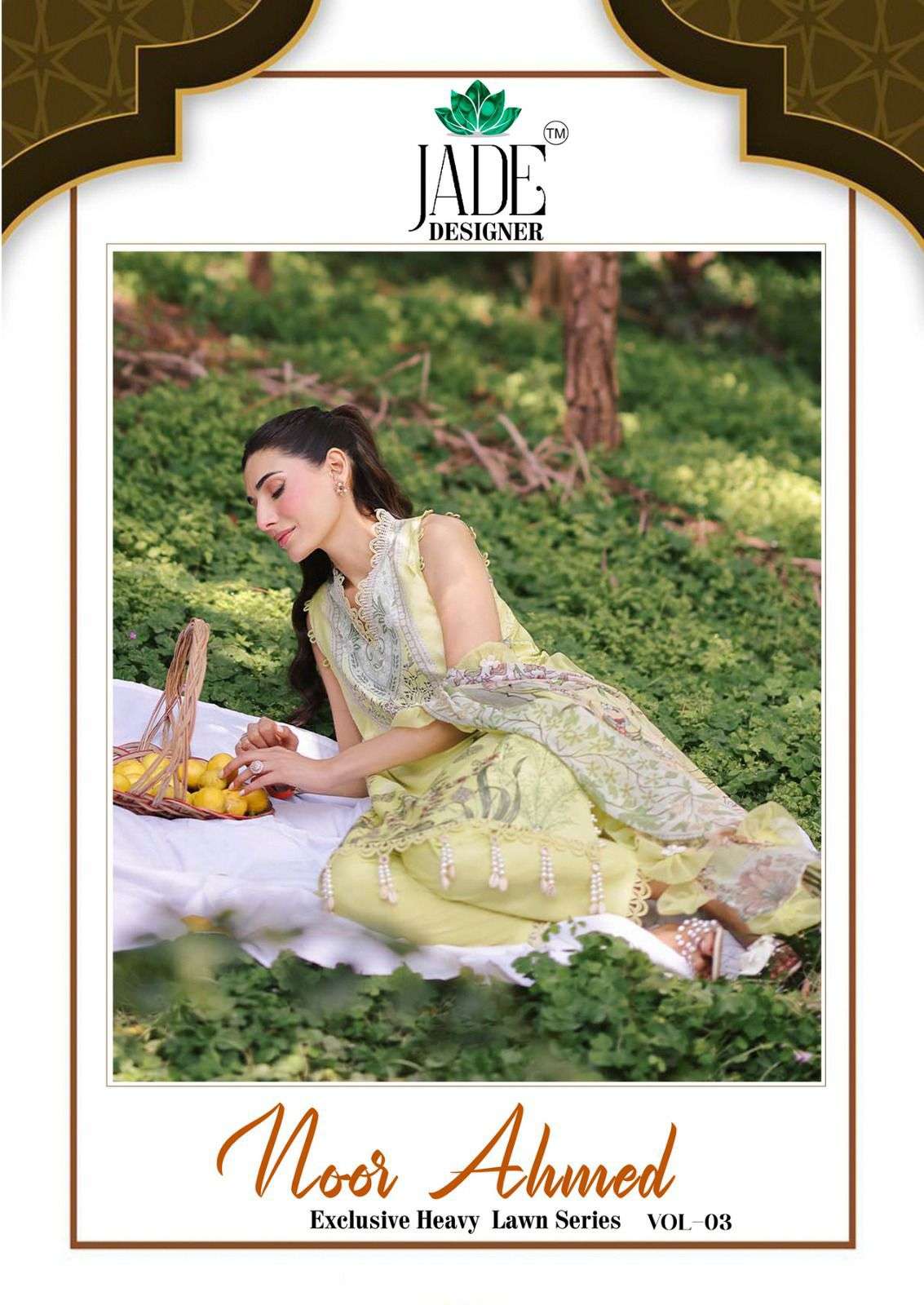 jade noor ahmed vol-3 3001-3006 series lawn cotton karachi printed suit wholesale prcie surat