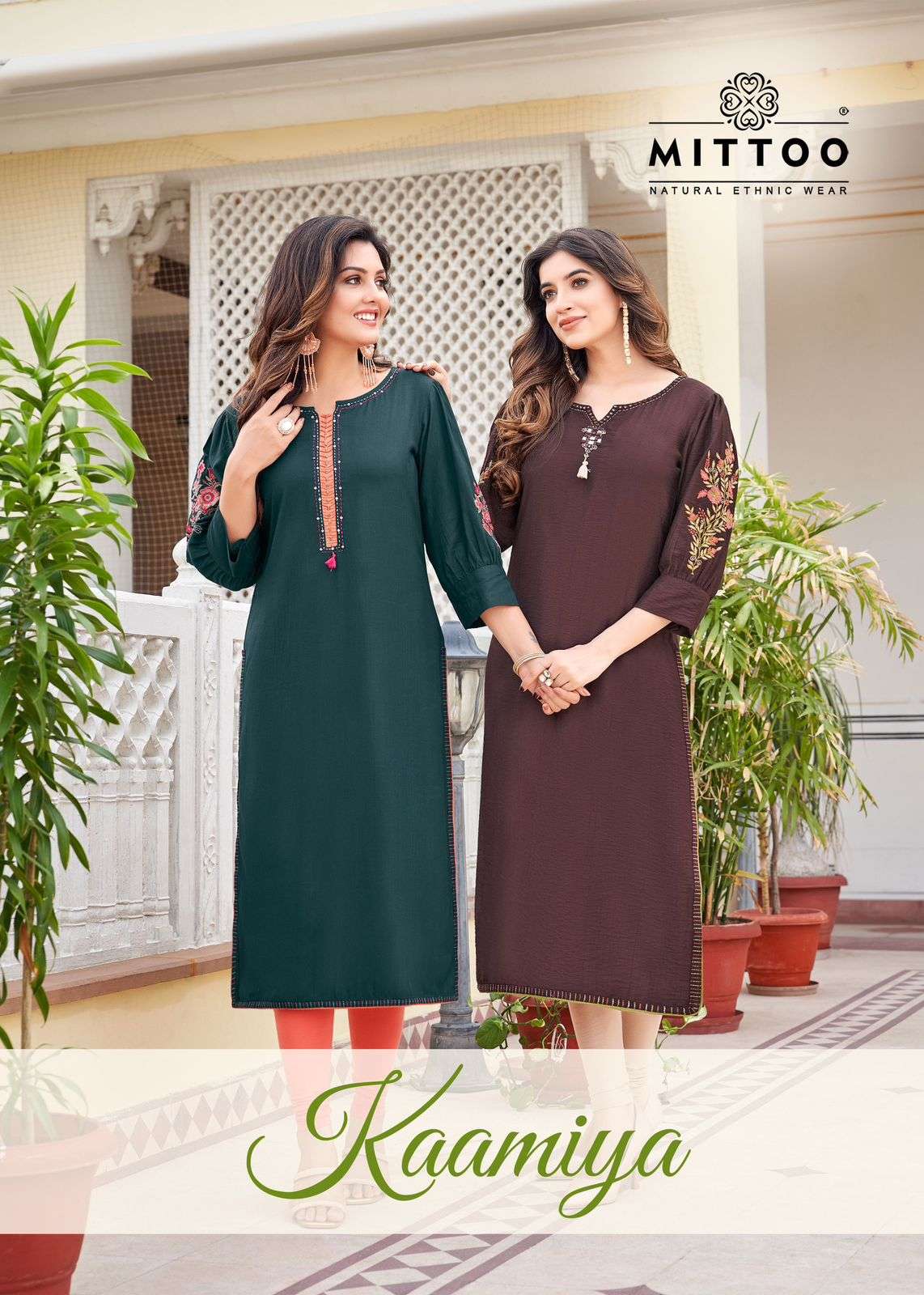 kaamiya by mittoo 1001-1006 series rayon embroidered readymade kurti supplier 