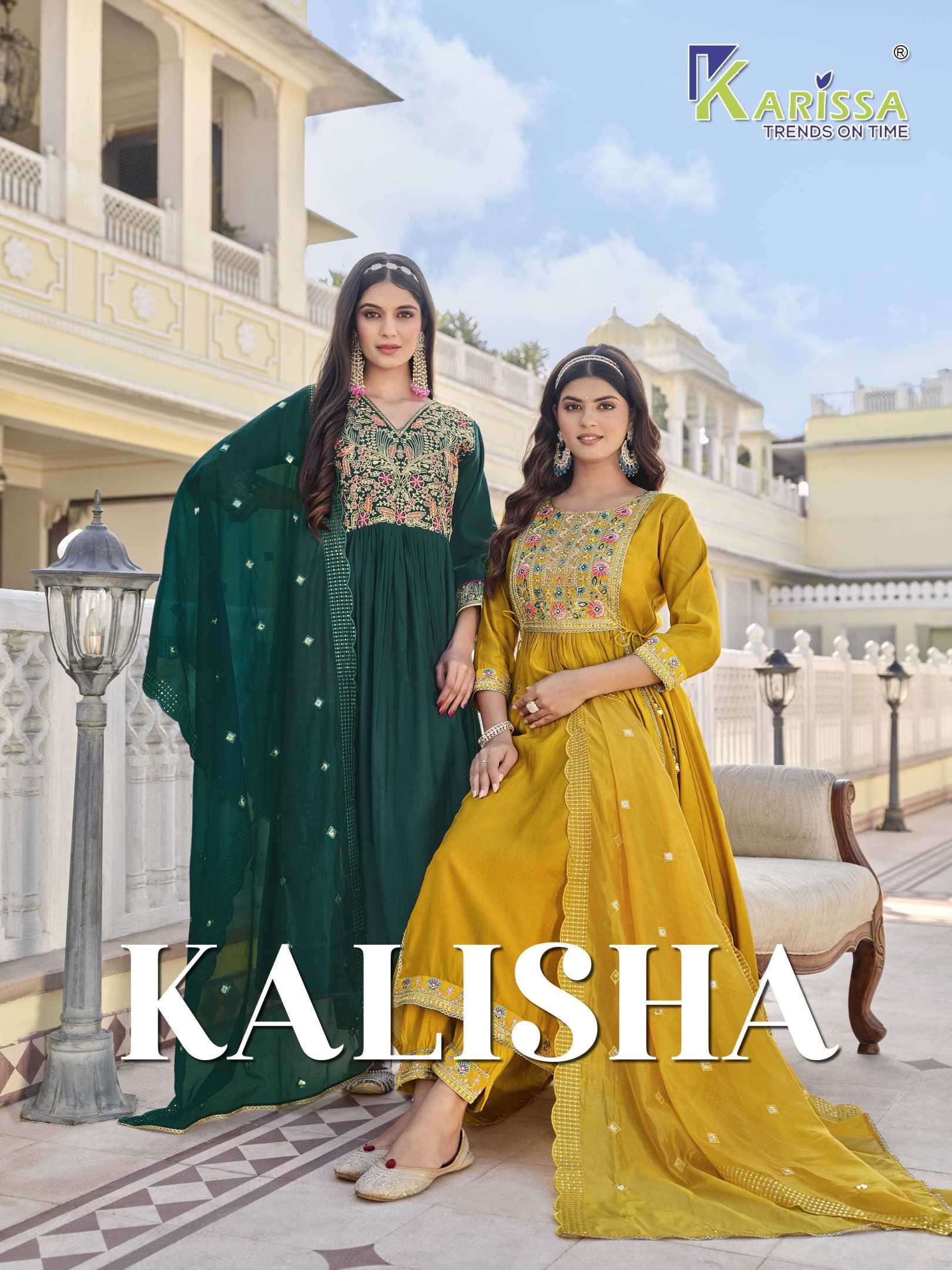kalisha by karissa trends latest designer viscose silk salwar kameez wholesale price surat