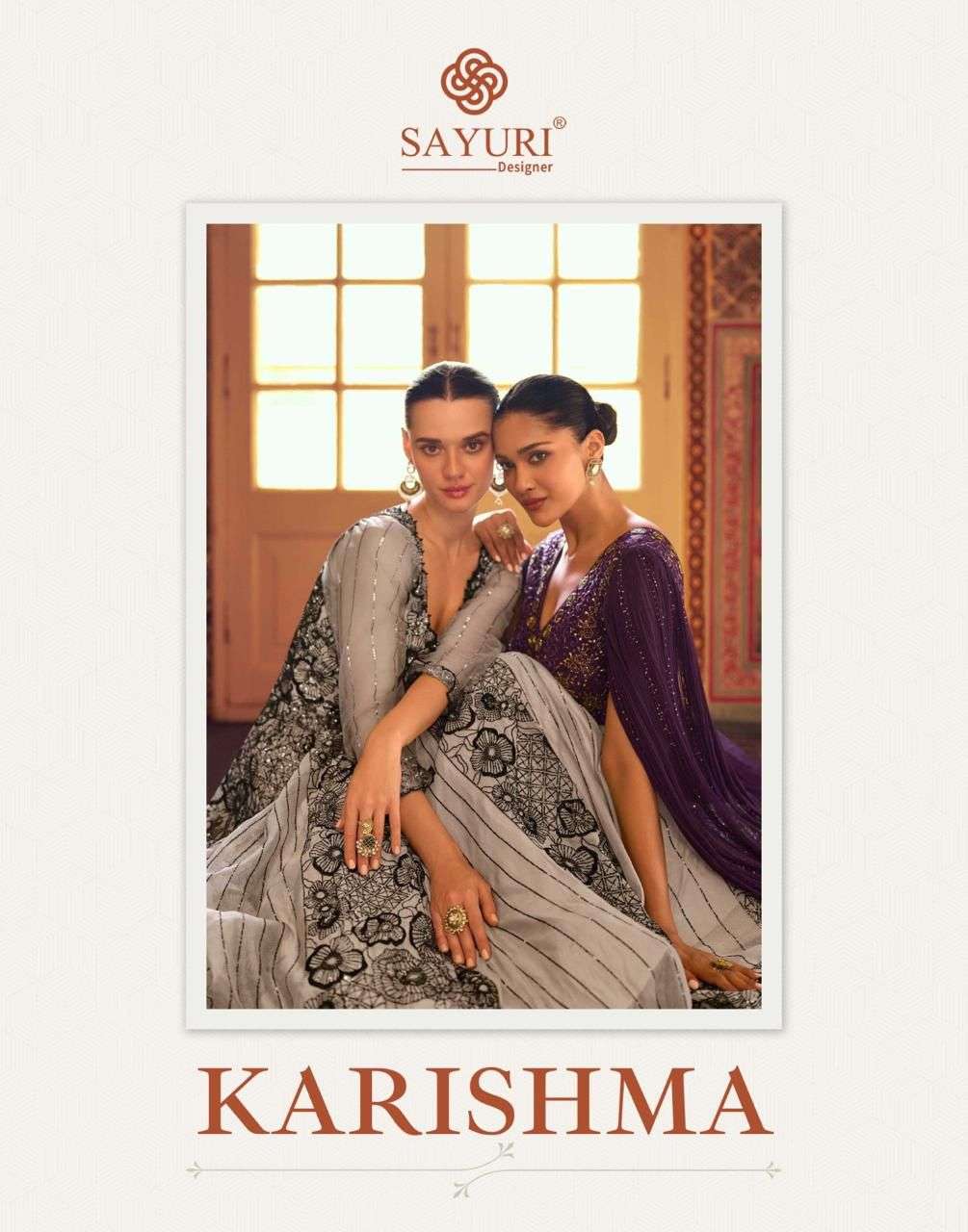 karishma by sayuri designer 5768-5770 series simmer jacquard designer gown wholesale price surat
