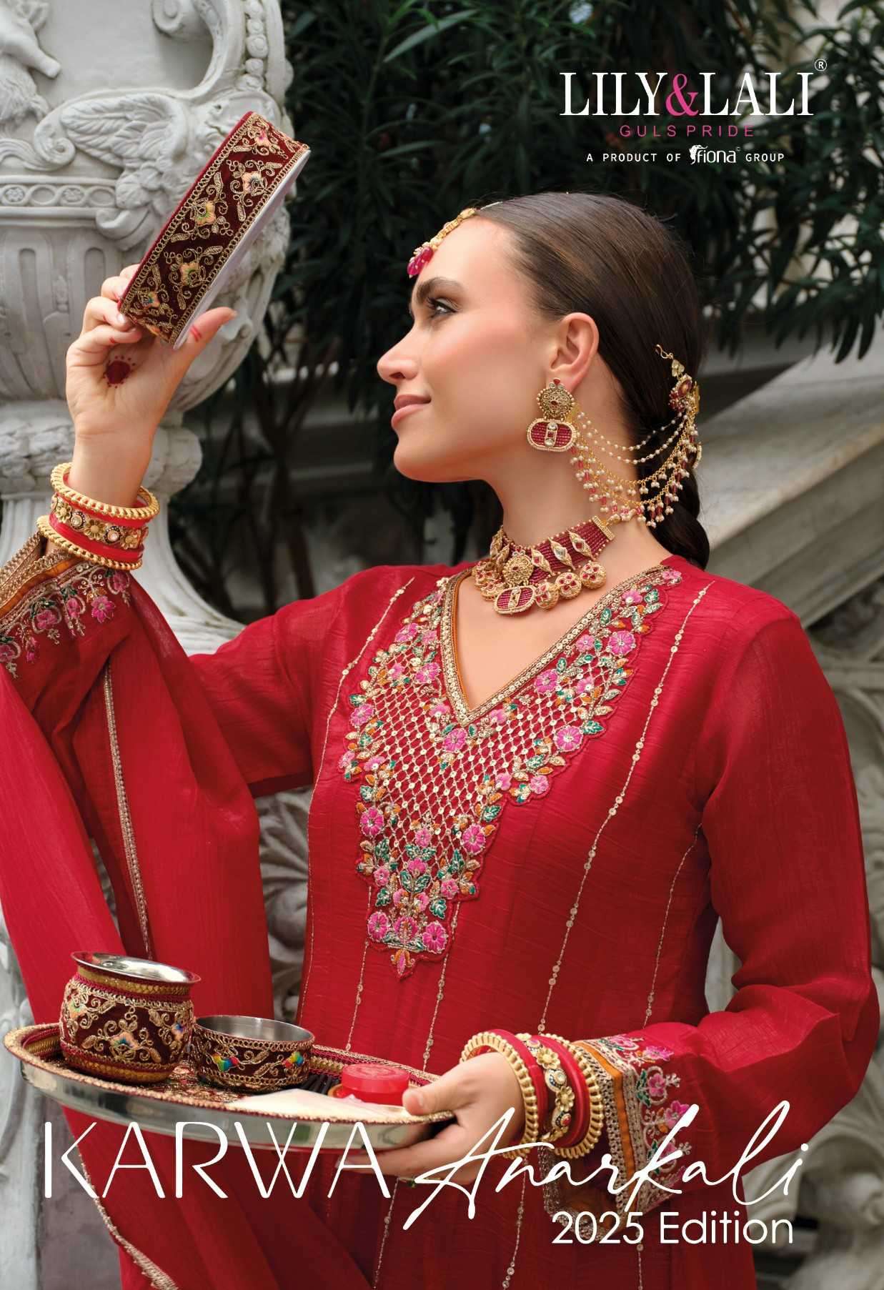 karwa anarkali-2025 by lily&lali 28101-28104 series fancy embroidered silk anarkali style suit wholesale price surat