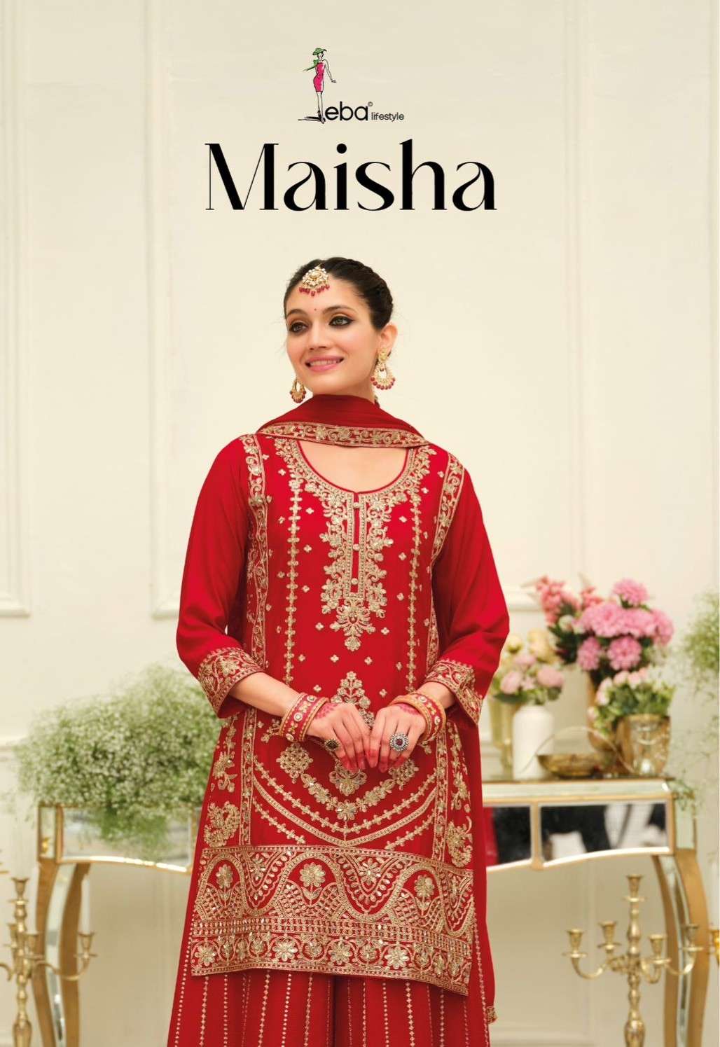 maisha by eba lifestyle 2131-2133 series heavy embroidered chinon readymade salwar kameez wholesale price surat