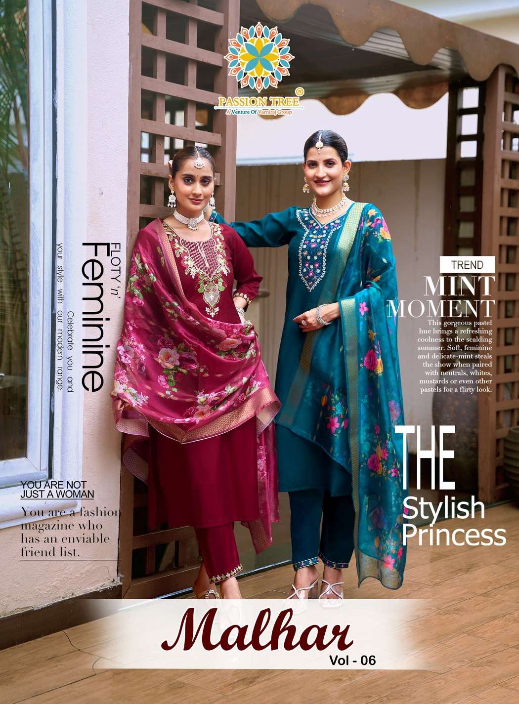 malhar vol-6 by passion tree 6001-6008 series latest designer roman silk kurti wholesale price surat