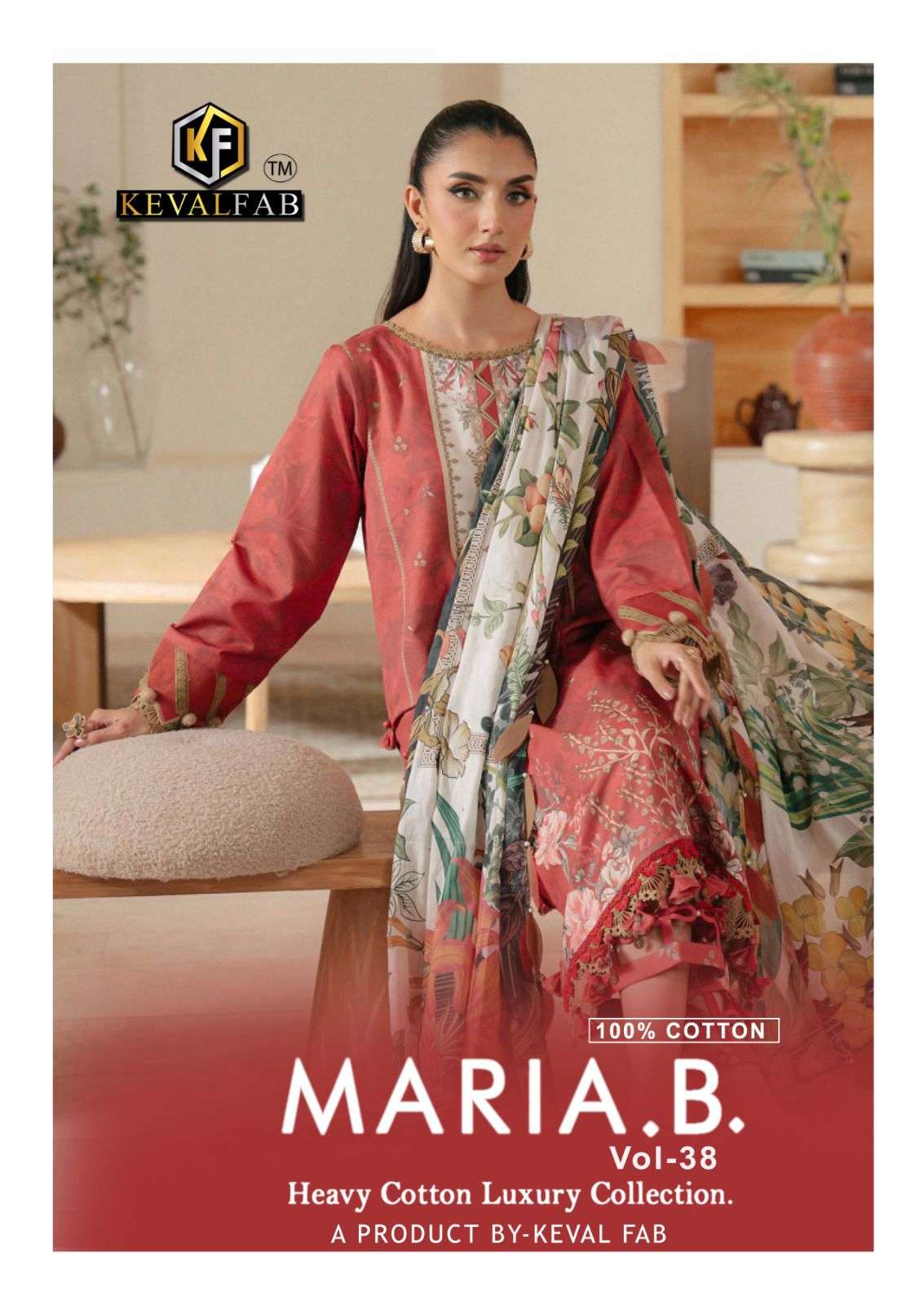 maria b vol-38 by keval fab 38001-38006 series cotton designer pakistani suit wholesale price surat