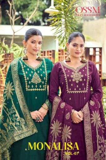 monalisa vol-7 by ossm roman silk embroidered readymade salwar kameez wholesale price surat