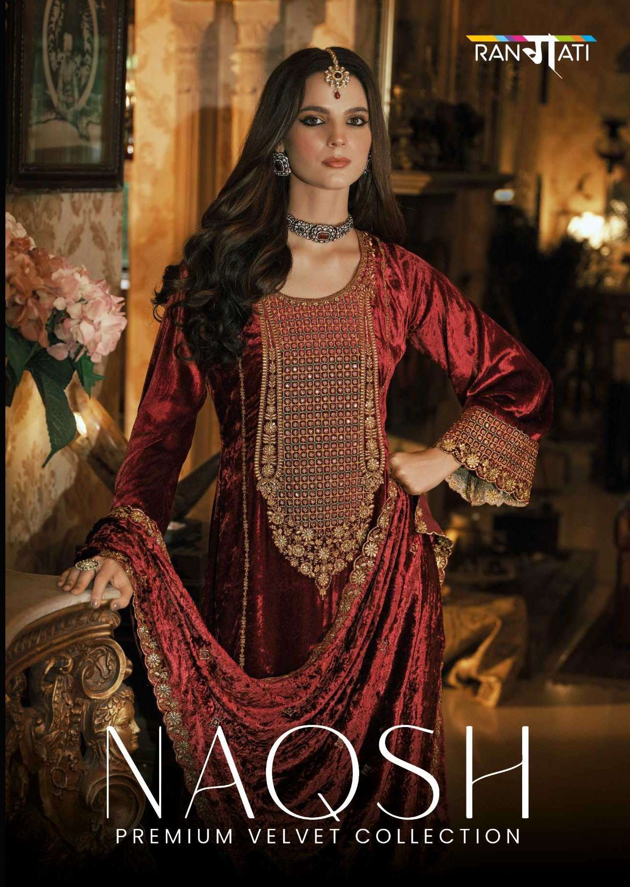 naqsh by rangati exclusive designer embroidered velvet suit wholesale price surat
