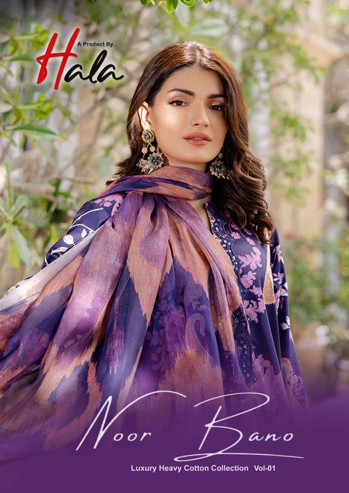 noor banu vol-1 by hala 1001-1006 series cotton printed pakistani suit wholeslae price surat