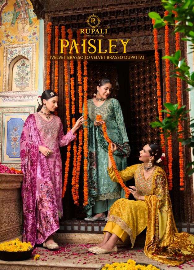 paisley by rupali fashion 1101-1004 series fancy designer viscose velvet salwar kameez wholesale price surat