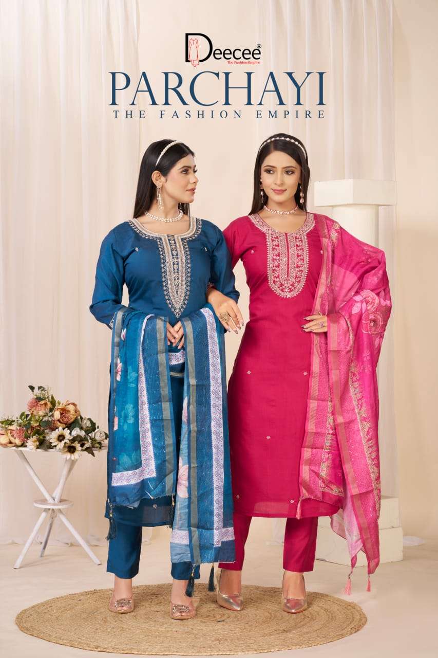 parchayi by deecee party wear roman silk readymade salwar kmaeez wholesale price surat