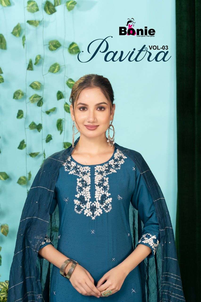 pavitra vol-3 by bonie heavy embroidered readymade kurti wholesale price surat