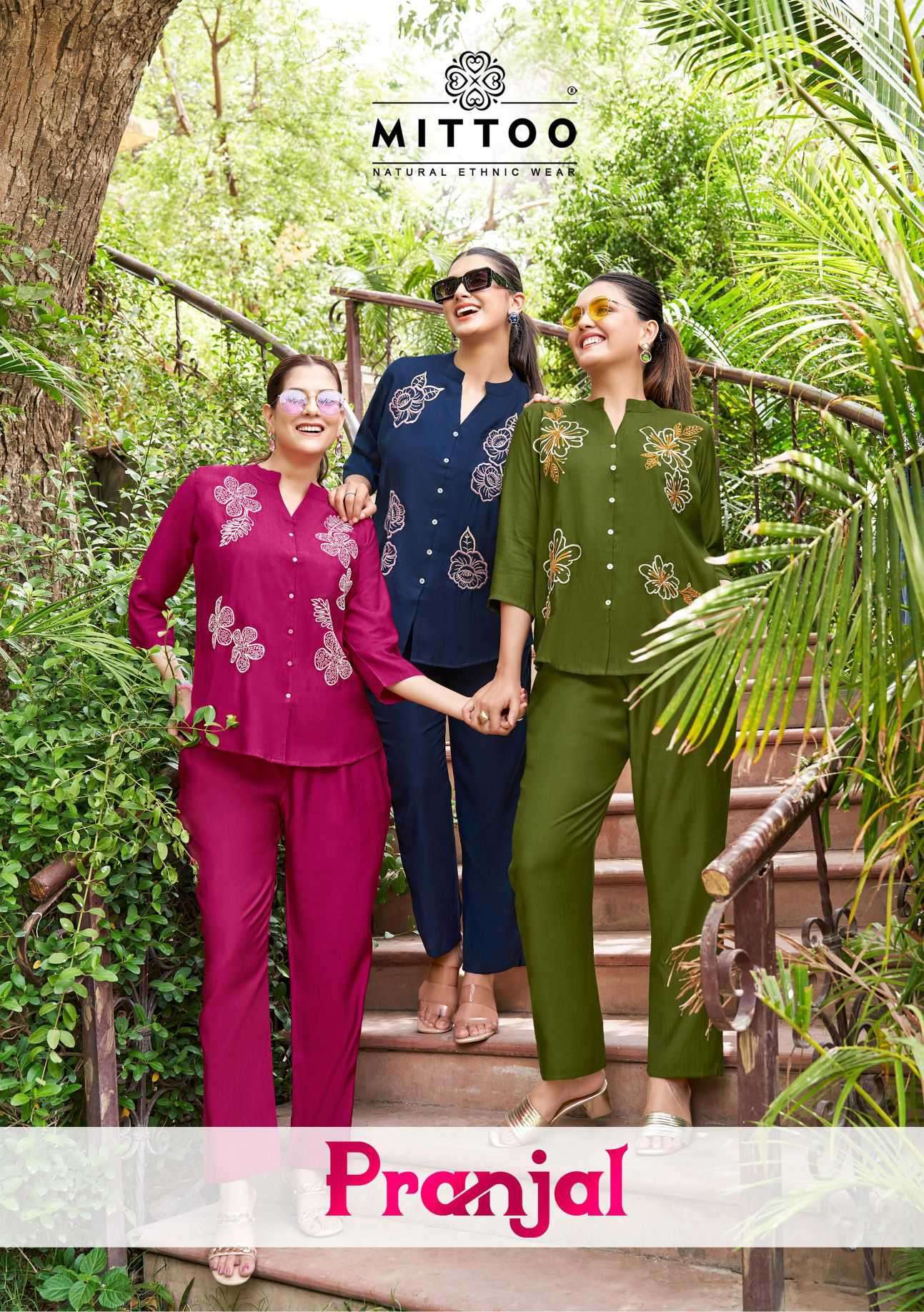 pranjal by mittoo 4001-4006 series viscose weaving readymade cord set wholesale price surat