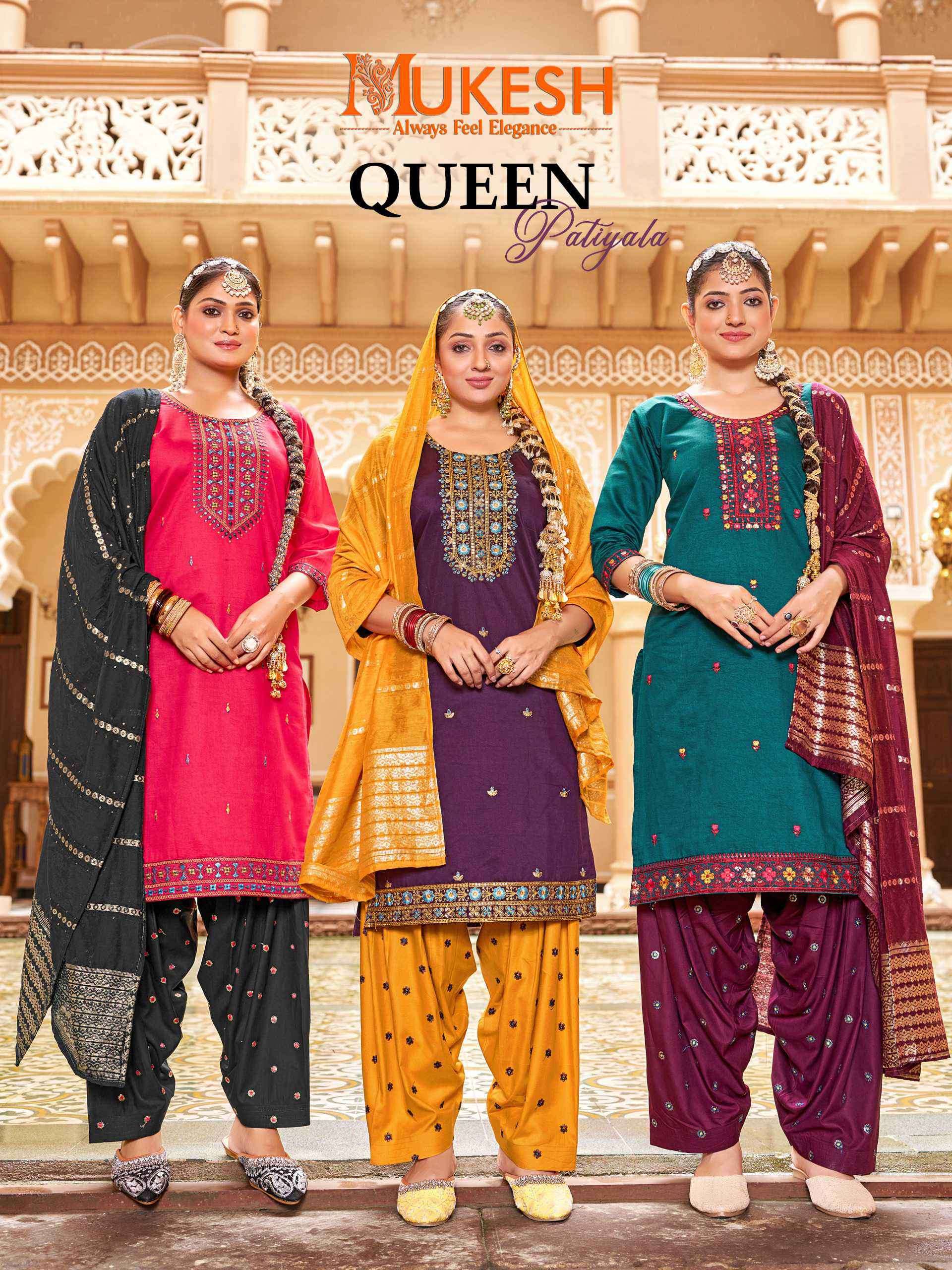queen patiyala by mukesh 1001-1008 series gadwal silk patiyala style salwar suit wholeslae price surat