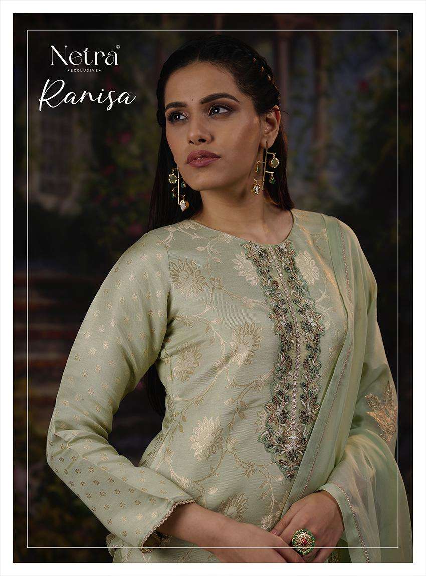 ranisa by netra 1022 colors fancy embroidered bemberg silk salwar kameez wholesale price surat