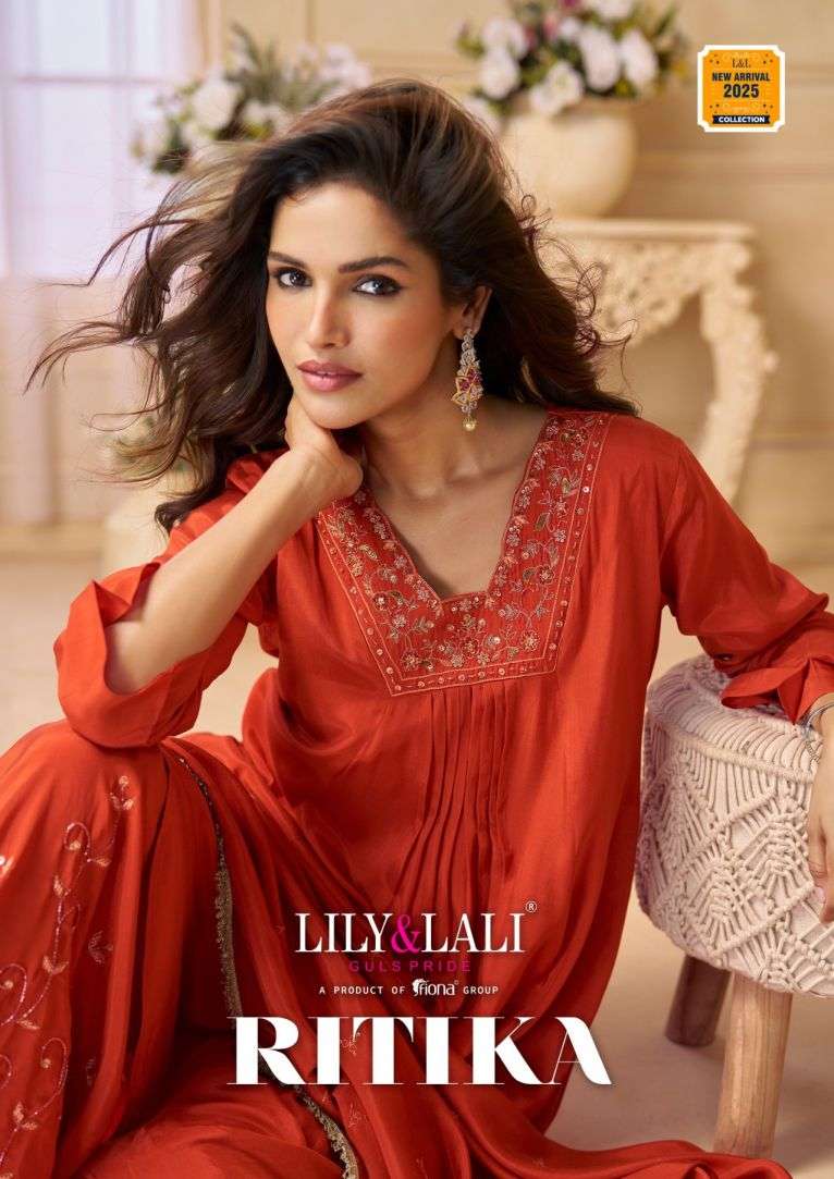 ritika by lily&lali 25201-25204 series fancy handwork natural crepe readymade salwar kameez wholesale price surat